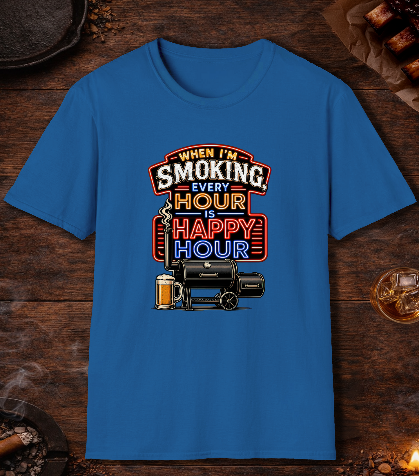 Smoking Happy Hour T-Shirt - Royal