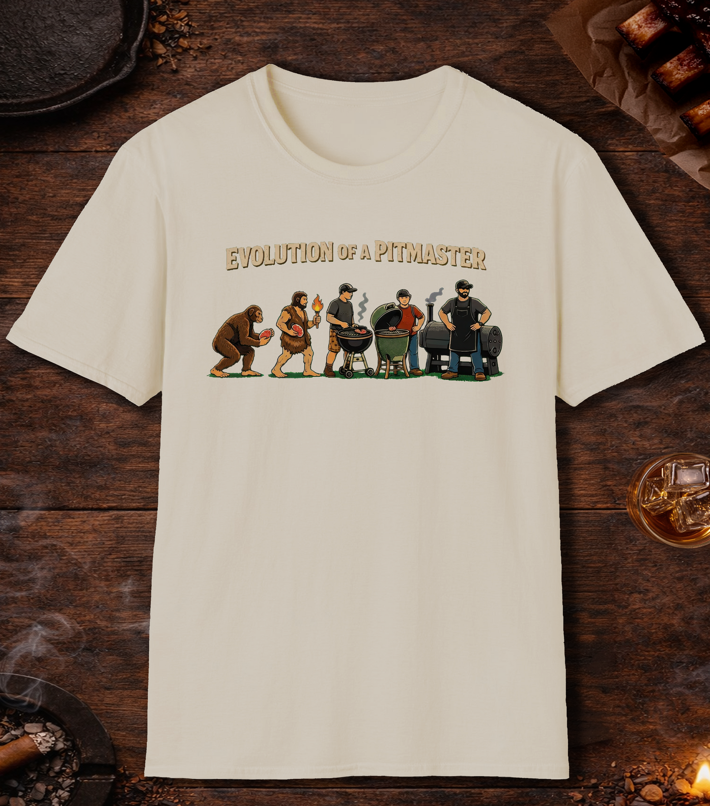 Evolution Of A Pitmaster T-Shirt - Sand
