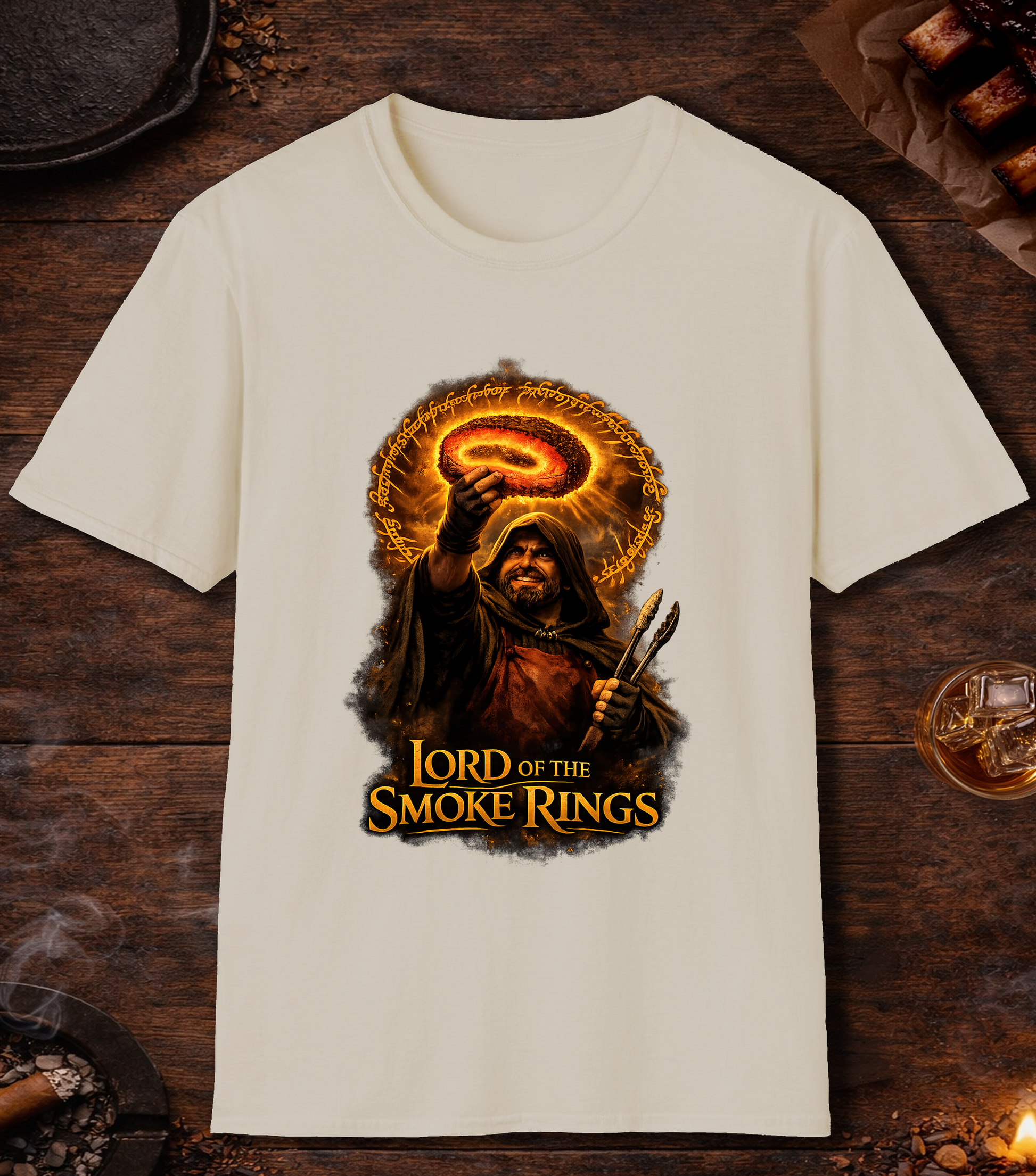 Lord Of The Smoke Rings Parody T-Shirt - Sand
