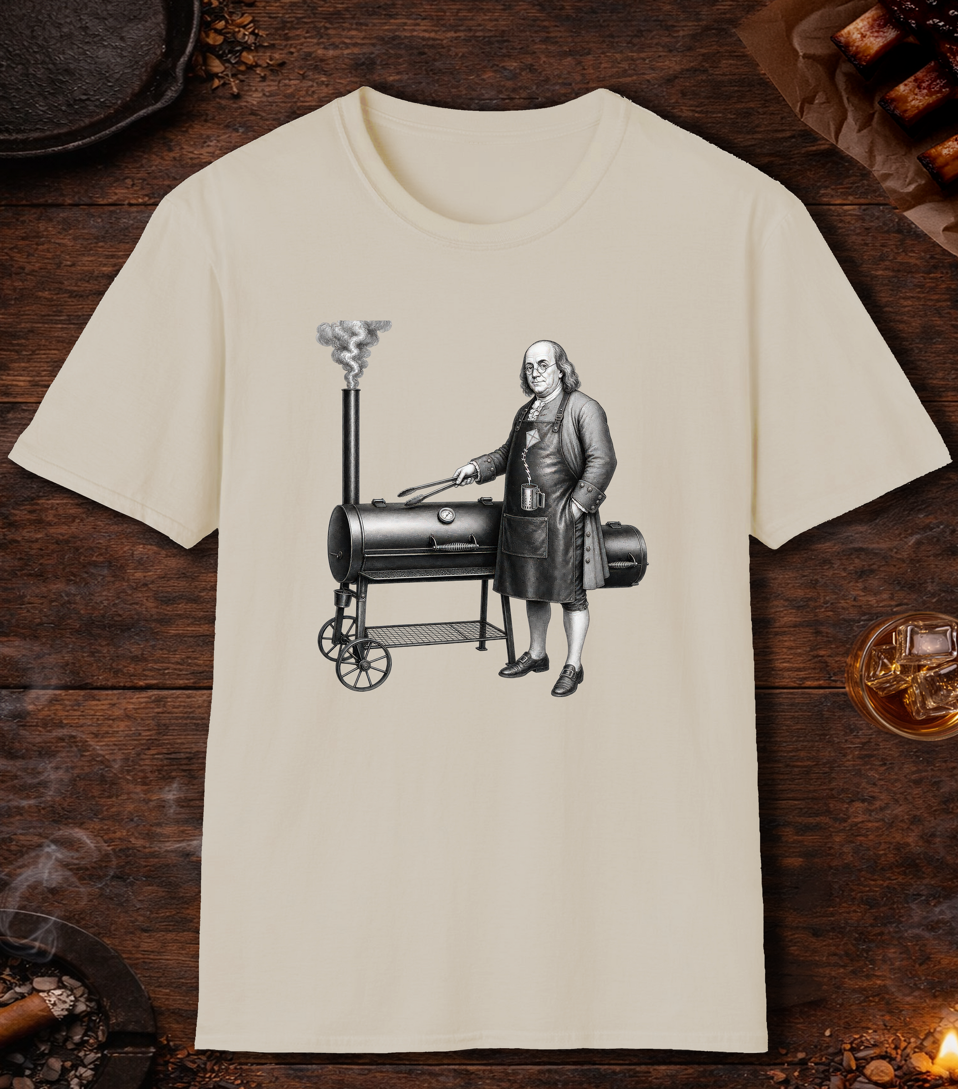 Ben Franklin Charcoal Chimney T-Shirt - Sand