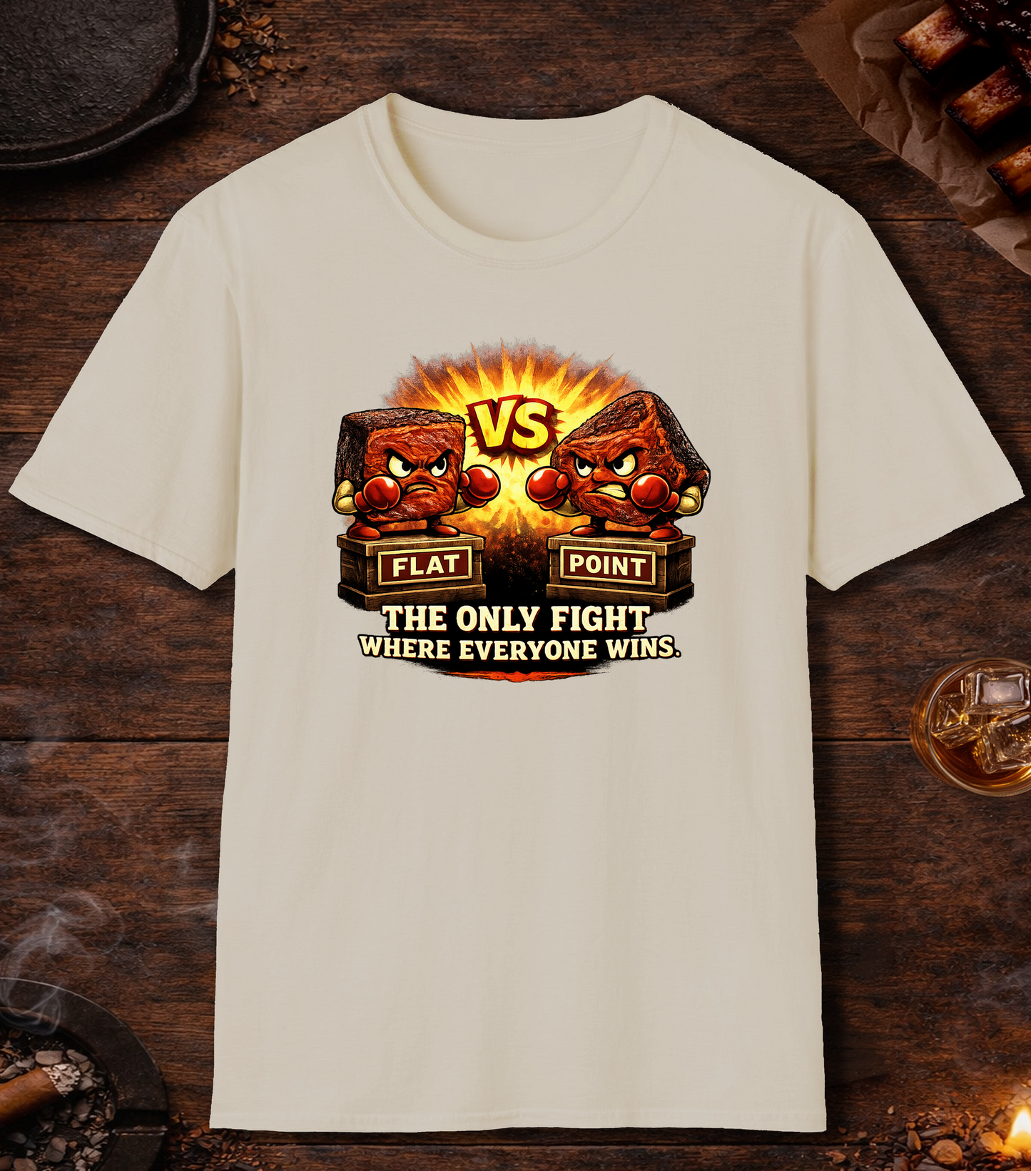 Flat Vs Point Fight T-Shirt - Sand