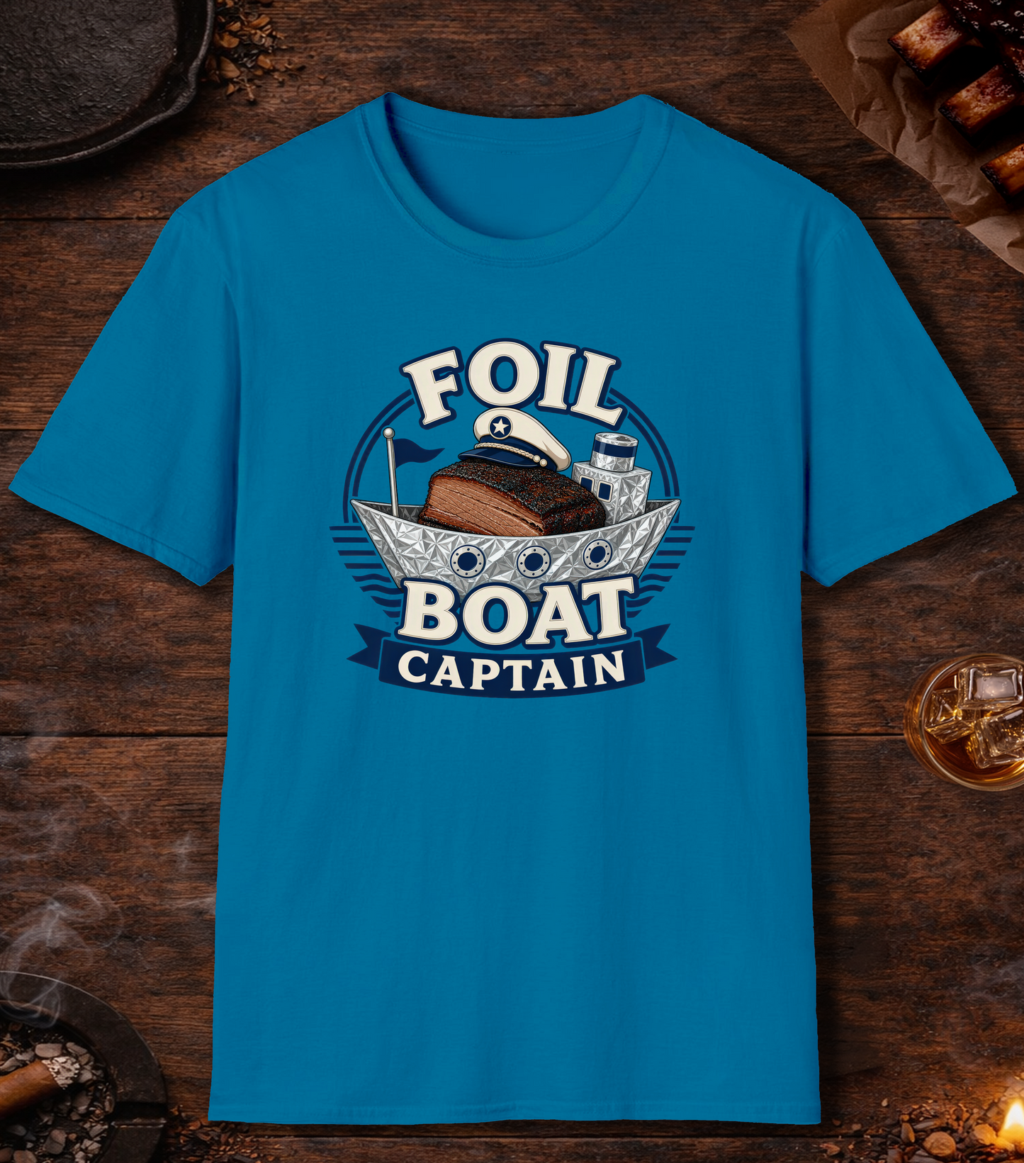 Foil Boat Captain T-Shirt - Sapphire