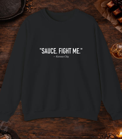 Sauce Fight Me Quote Crewneck - Black