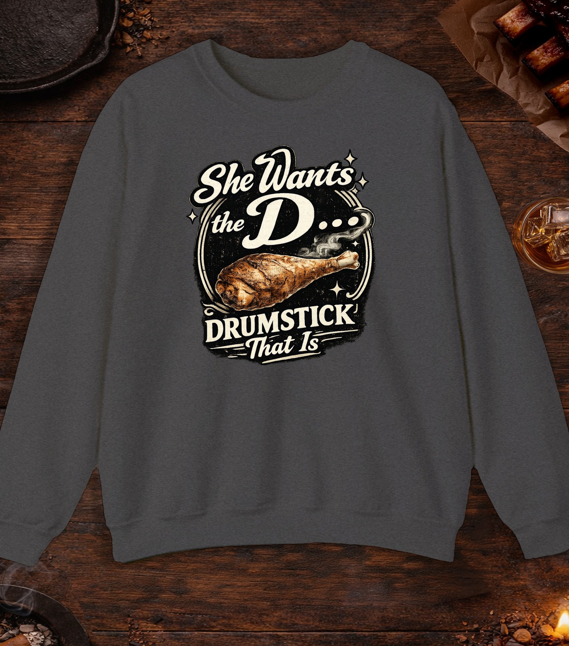 She Wants The D Crewneck - Dark Heather