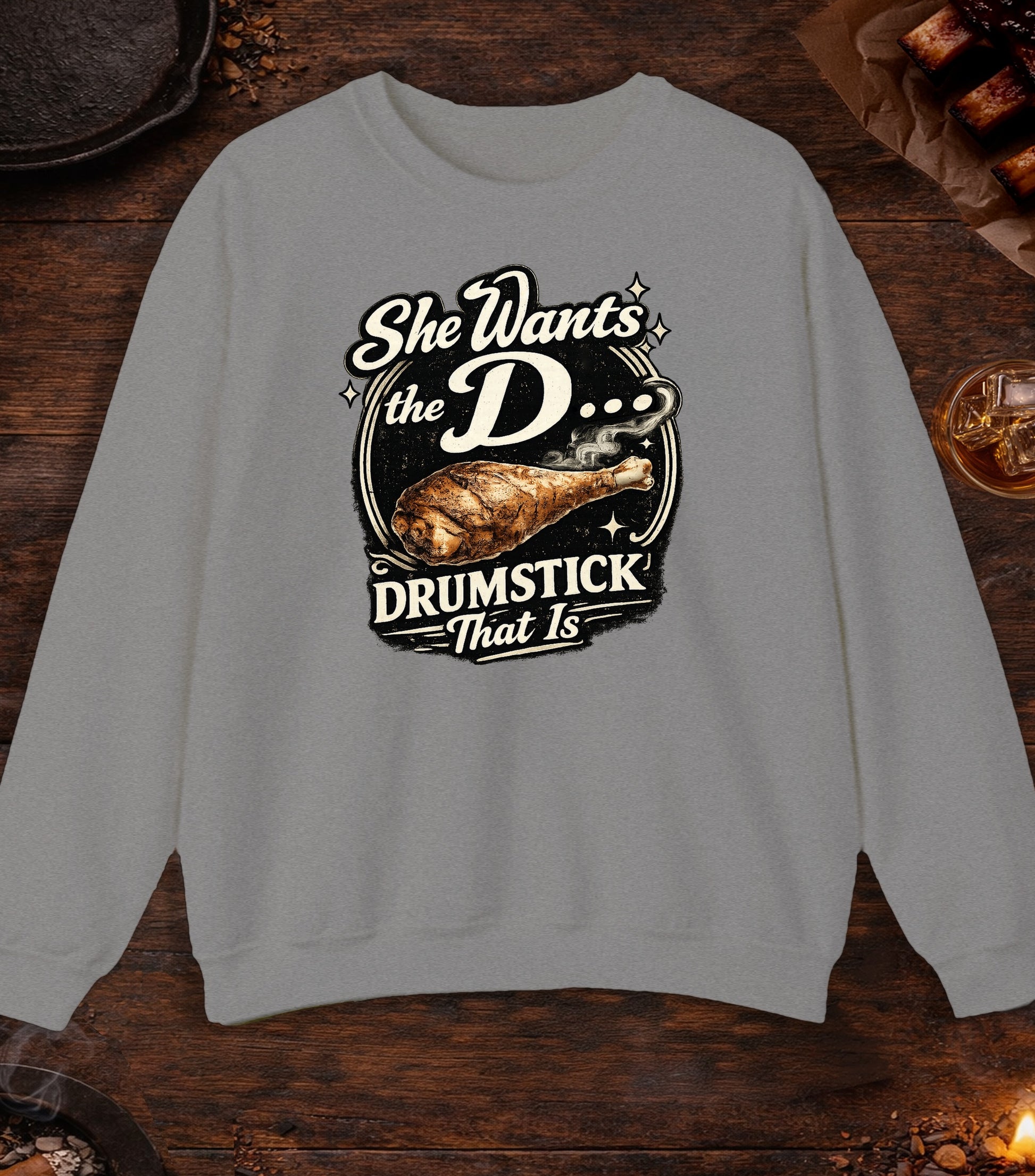She Wants The D Crewneck - Sport Grey