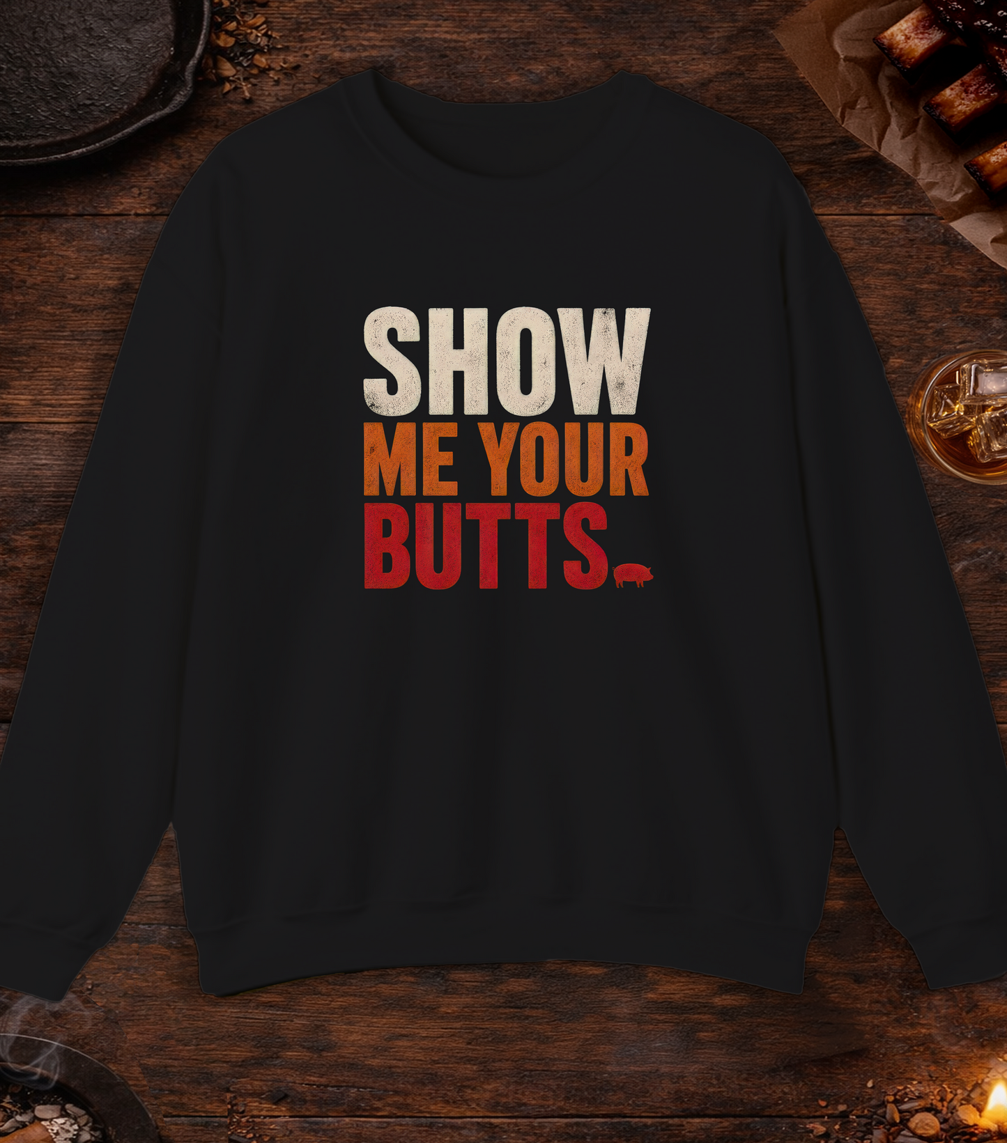 Show Your Butts Crewneck - Black custom mockup