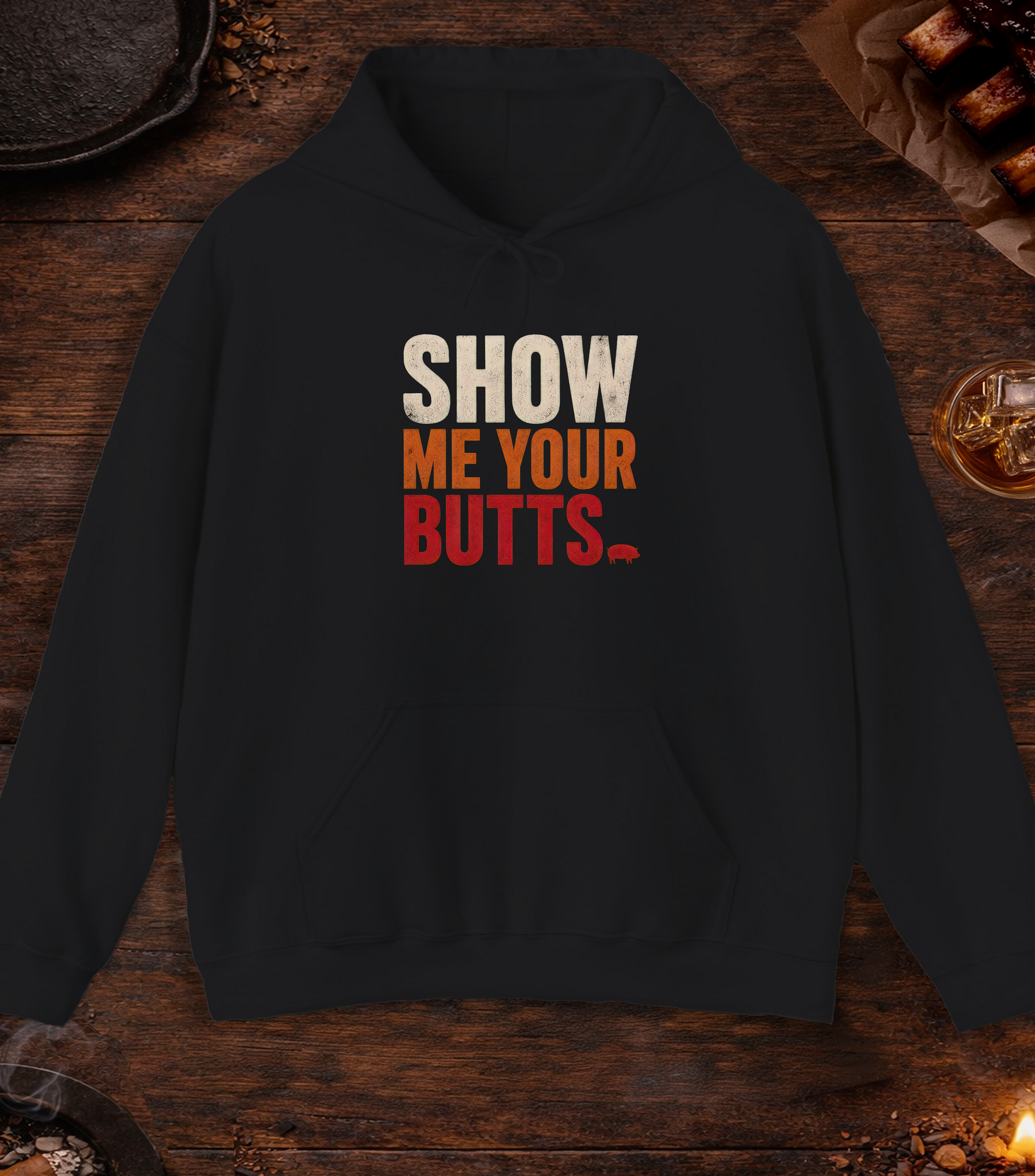 Show Your Butts Hoodie - Black custom mockup