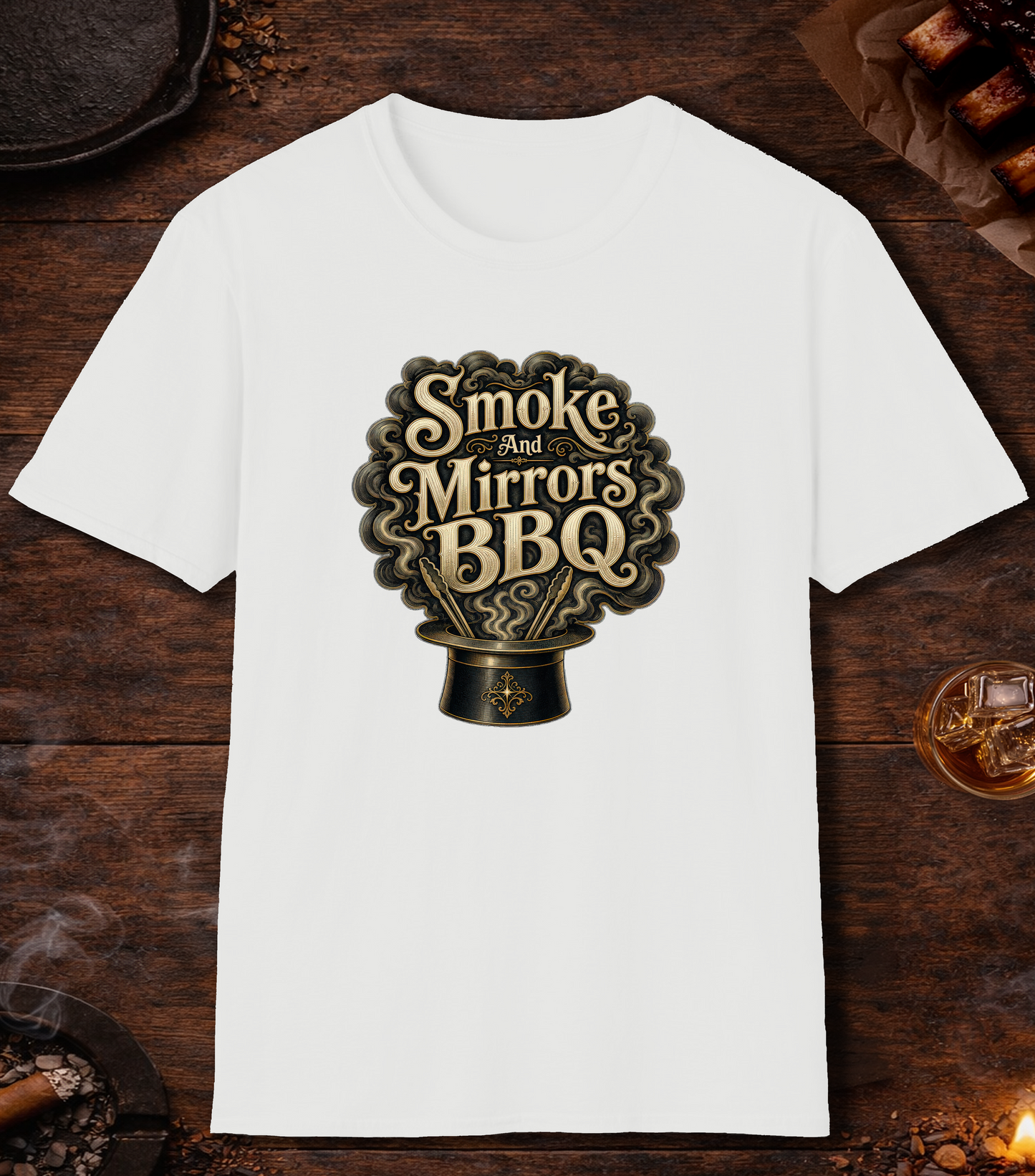 Smoke and Mirrors BBQ T-Shirt - White