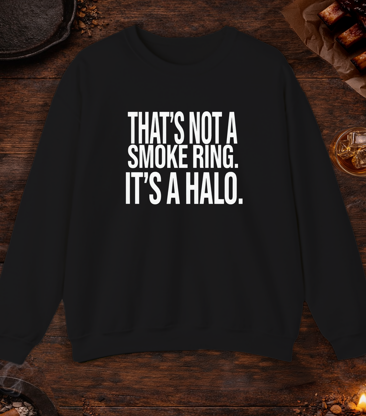 Smoke Ring Halo Crewneck - Black custom mockup