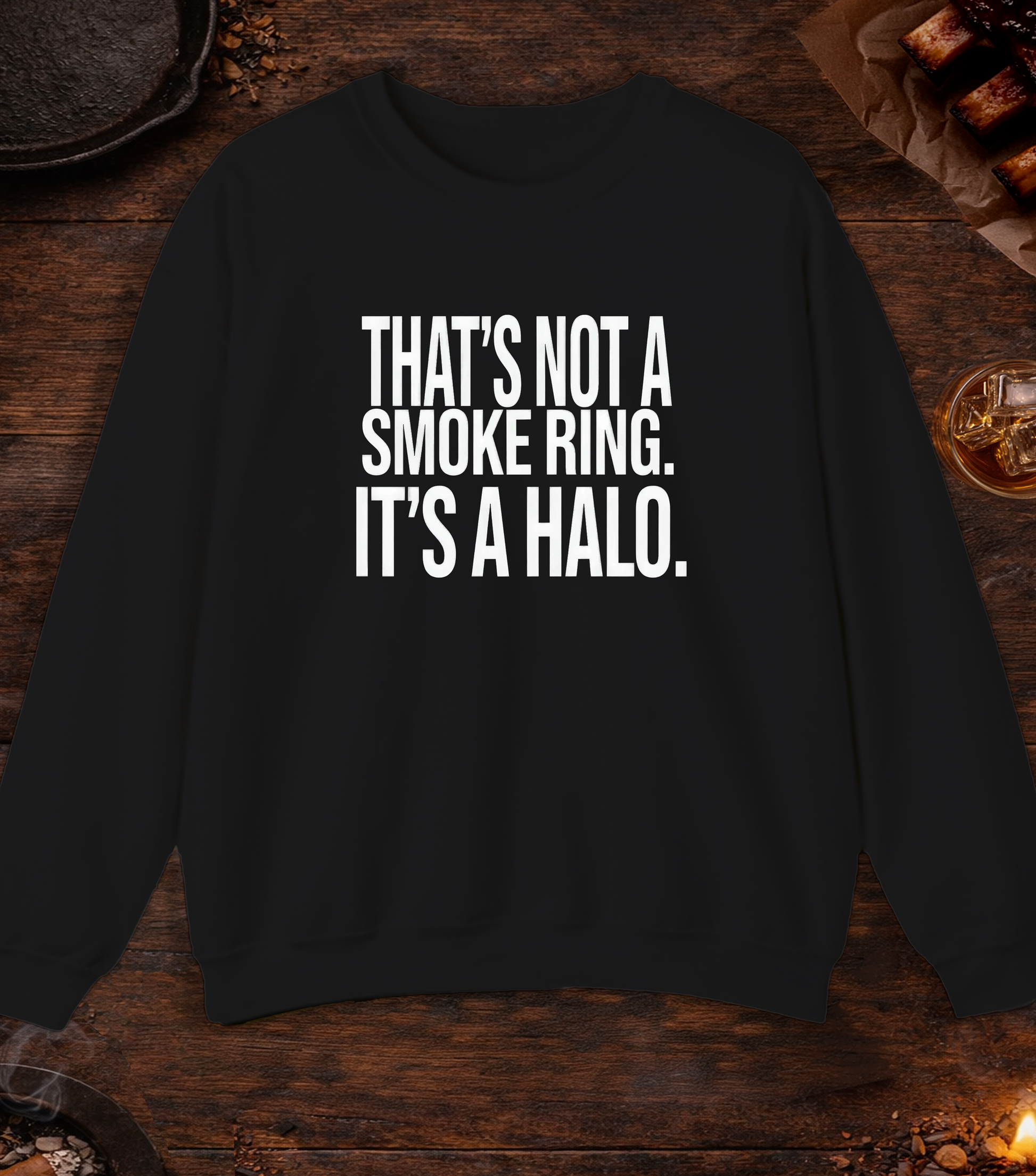 Smoke Ring Halo Crewneck - Black custom mockup