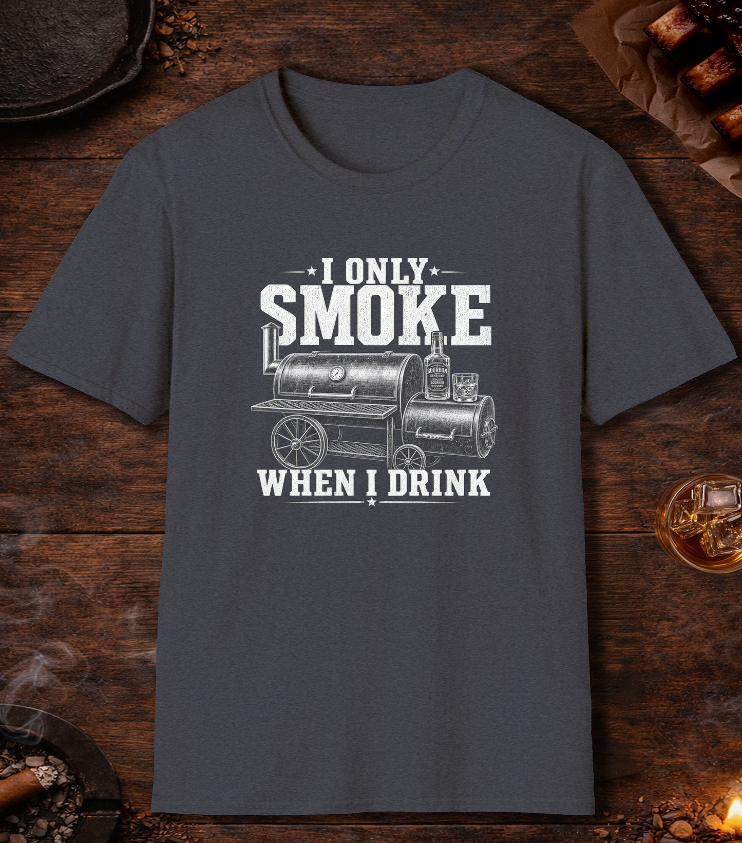 Smoke When I Drink T-Shirt - Heather Navy