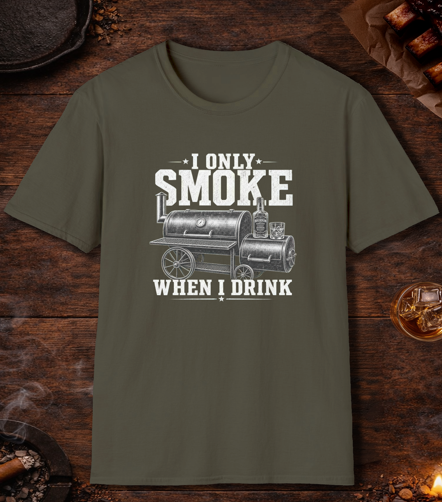 Smoke When I Drink T-Shirt - Military Green