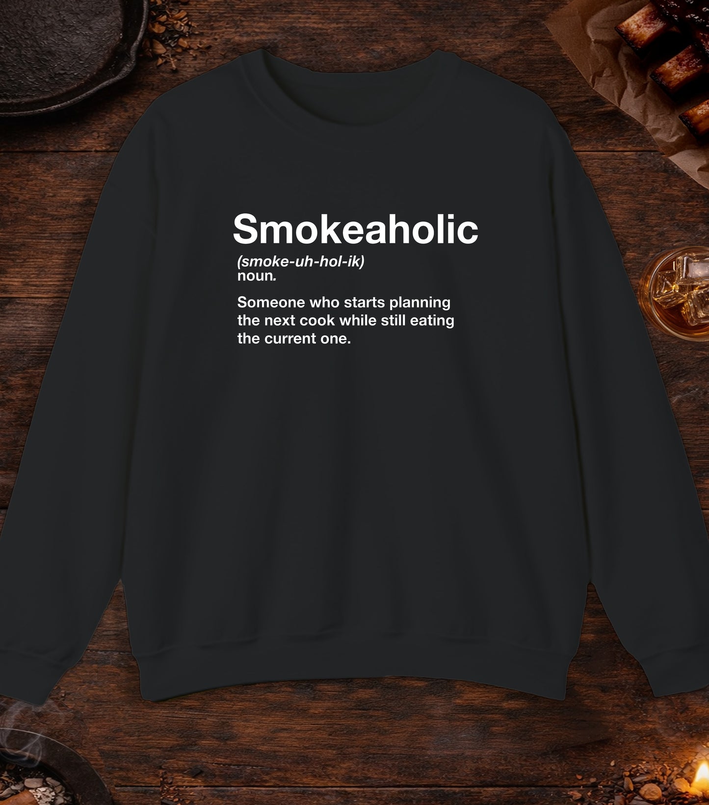 Smokeaholic Transparent Crewneck - Black
