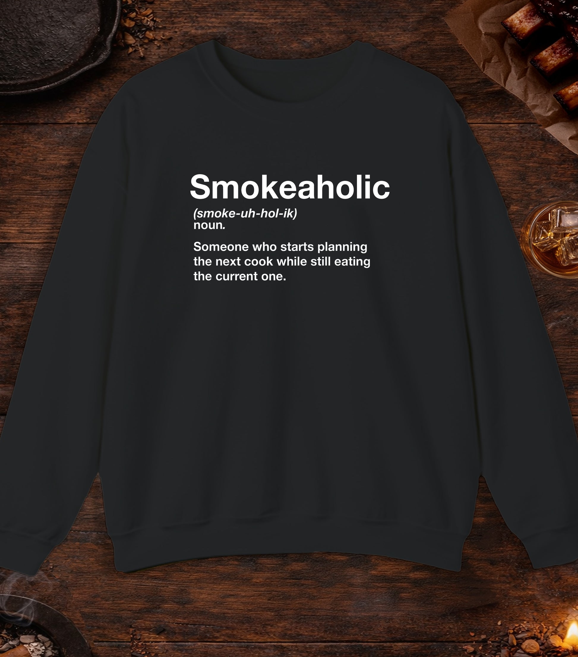 Smokeaholic Transparent Crewneck - Black