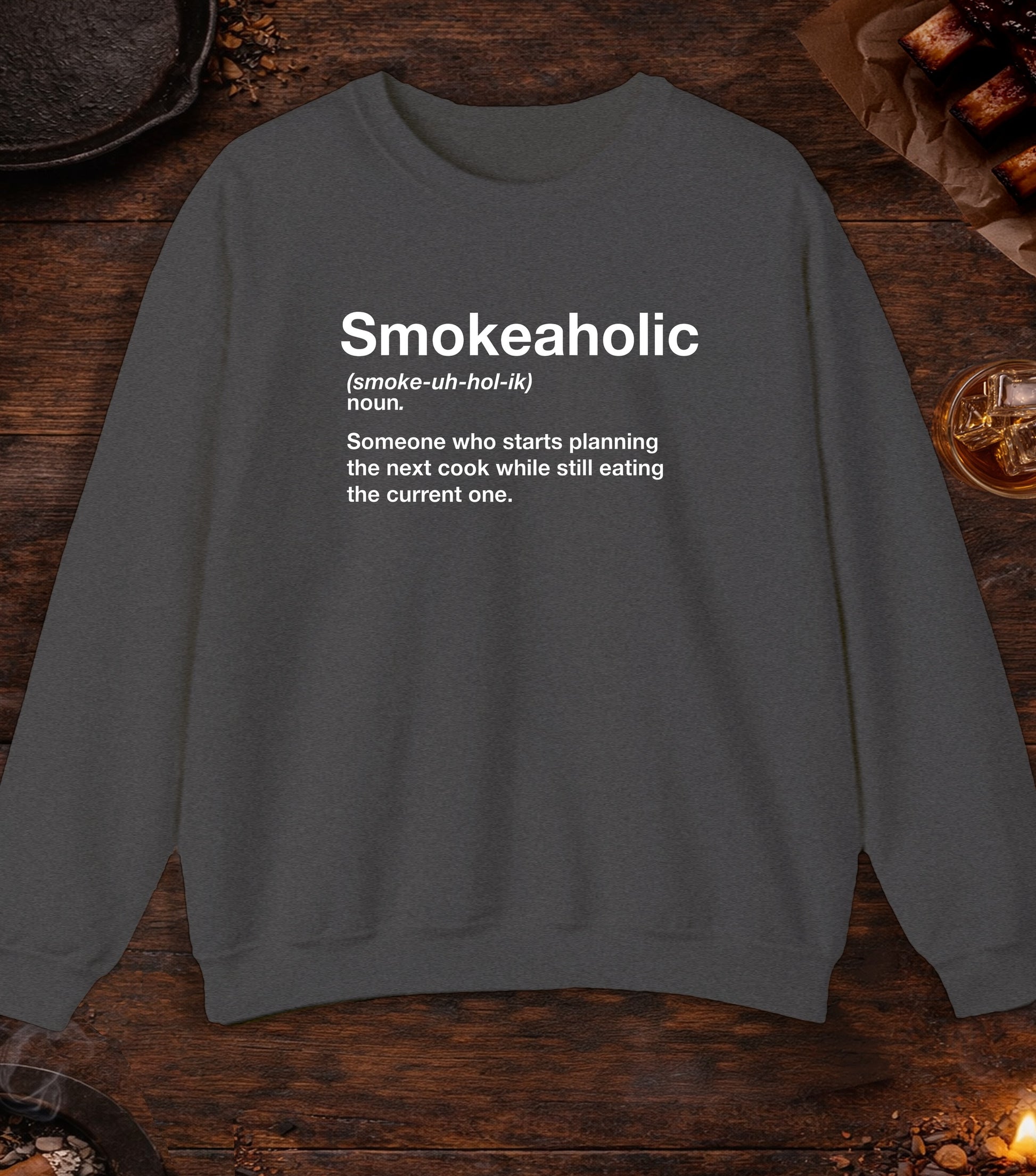 Smokeaholic Transparent Crewneck - Dark Heather