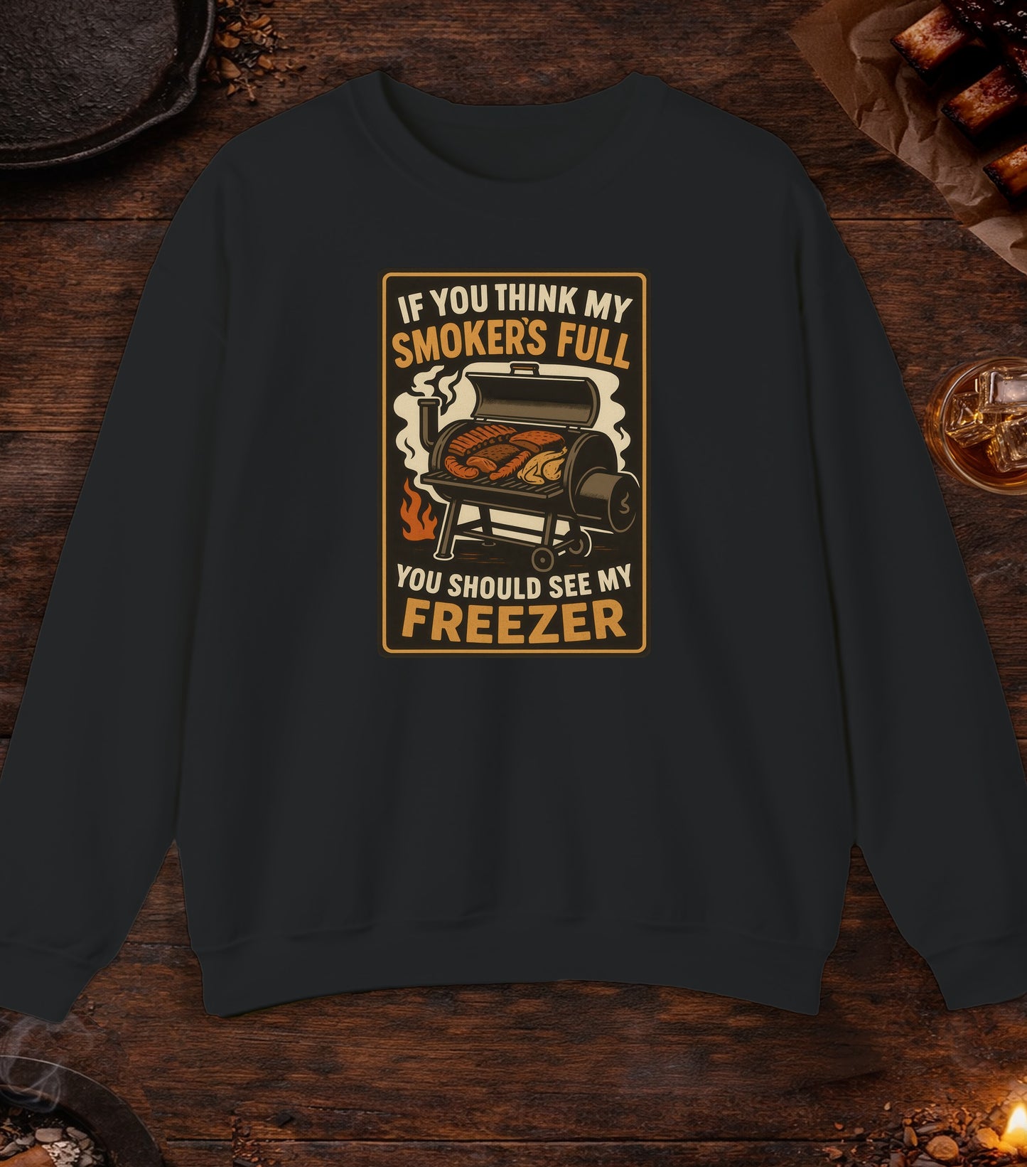 Smoker Full Freezer Crewneck - Black