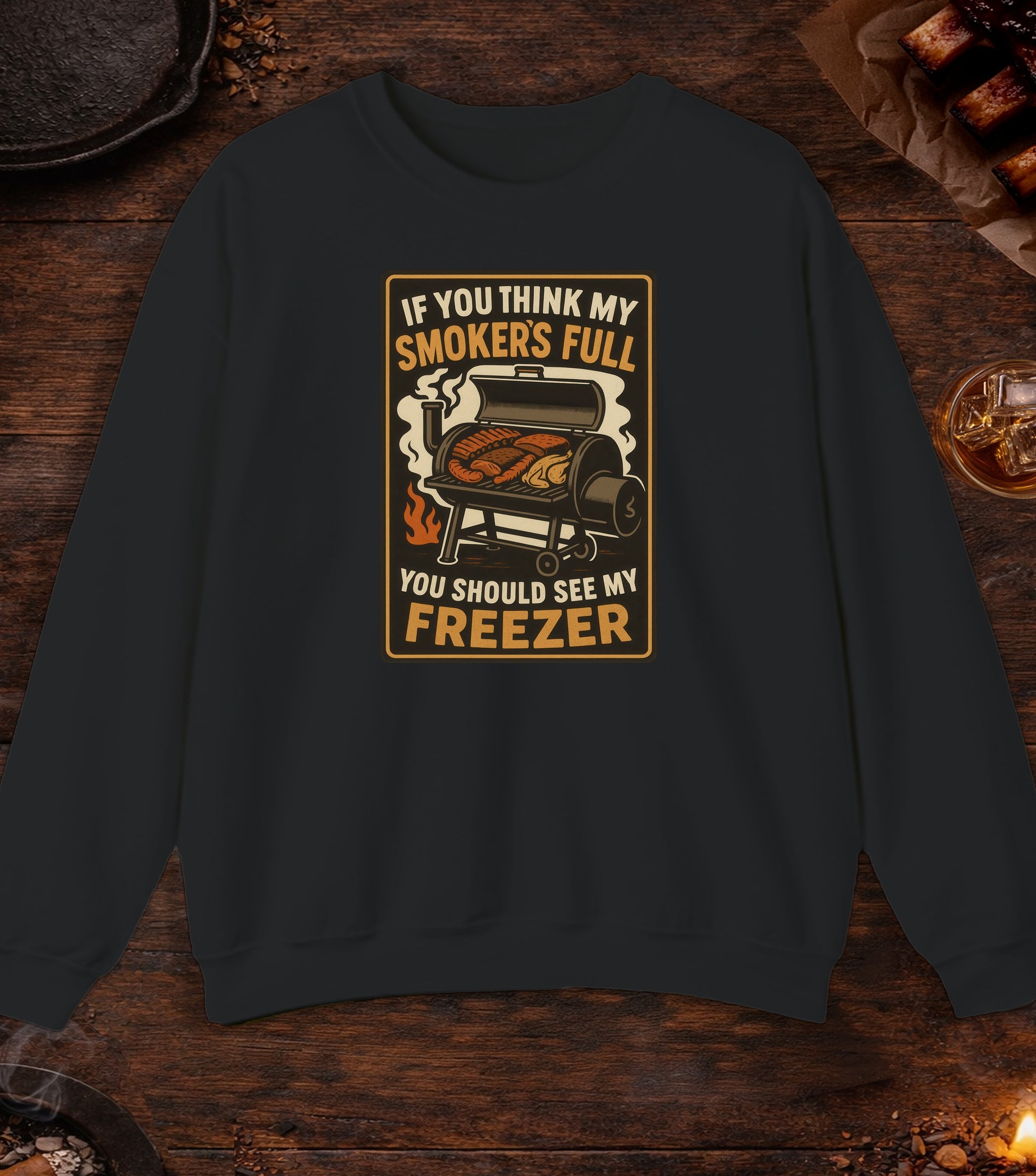 Smoker Full Freezer Crewneck - Black