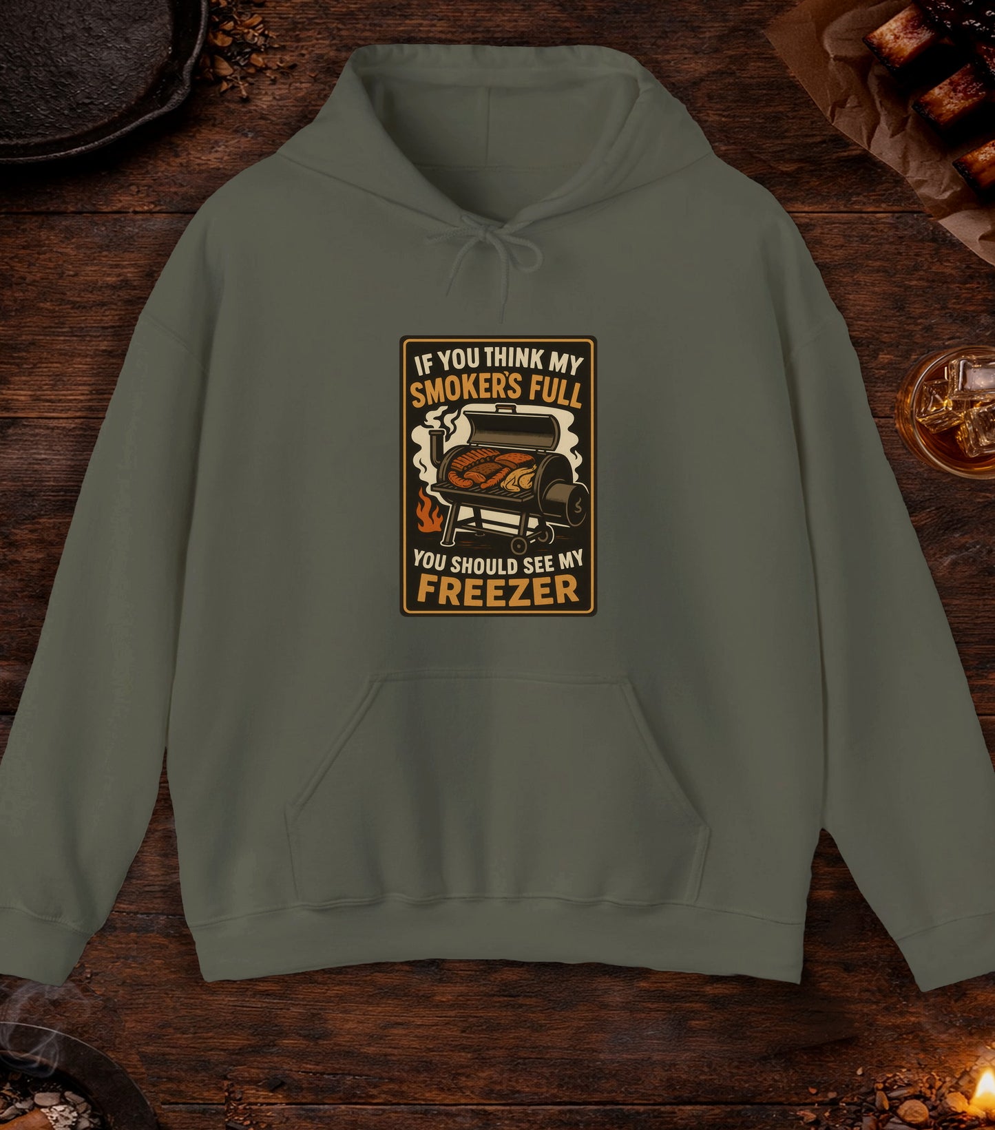 Smoker Full Freezer Hoodie - Military Green