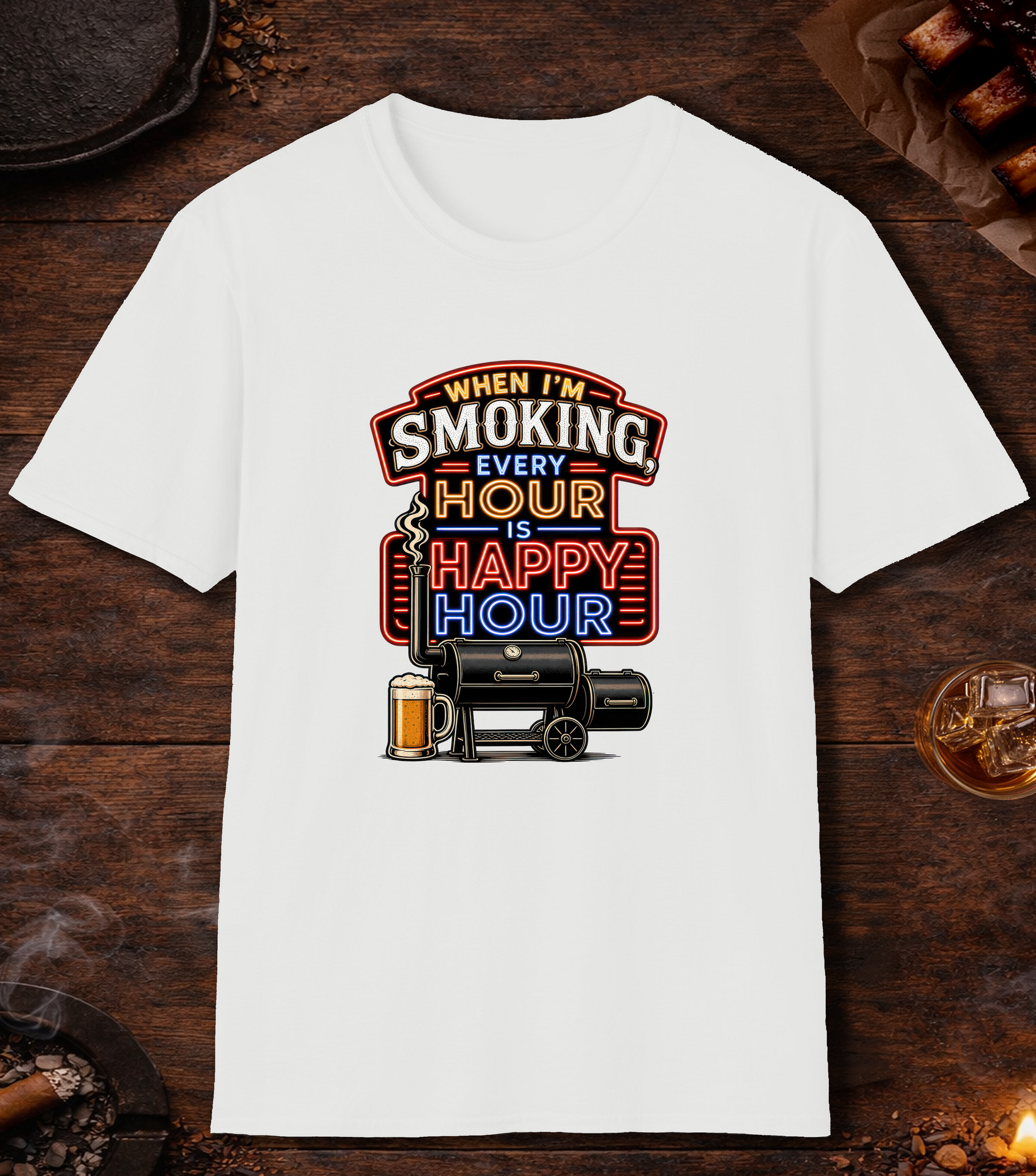 Smoking Happy Hour T-Shirt - White