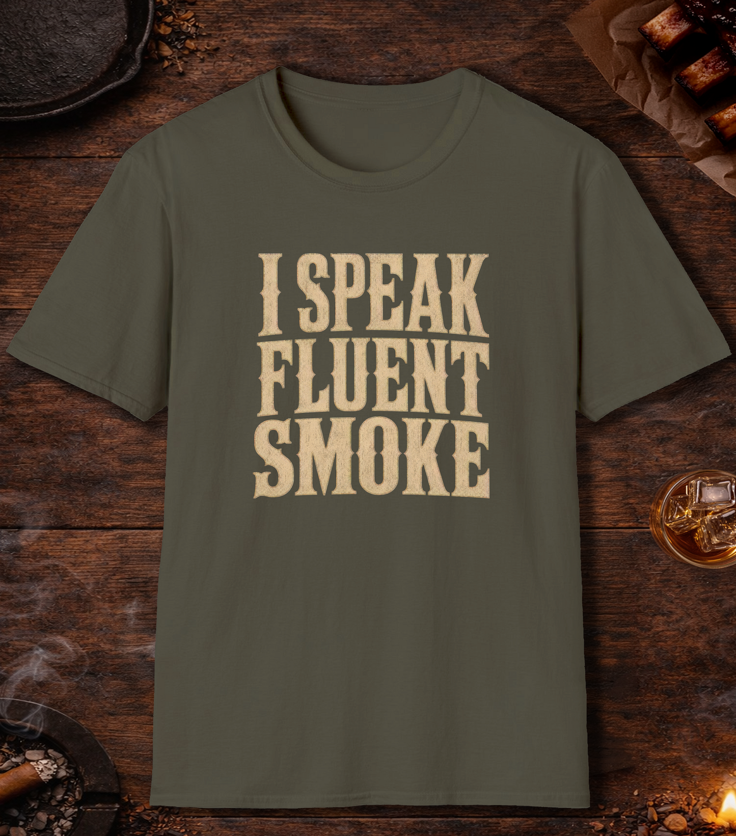 Speak Fluent Smoke T-Shirt - Military Green