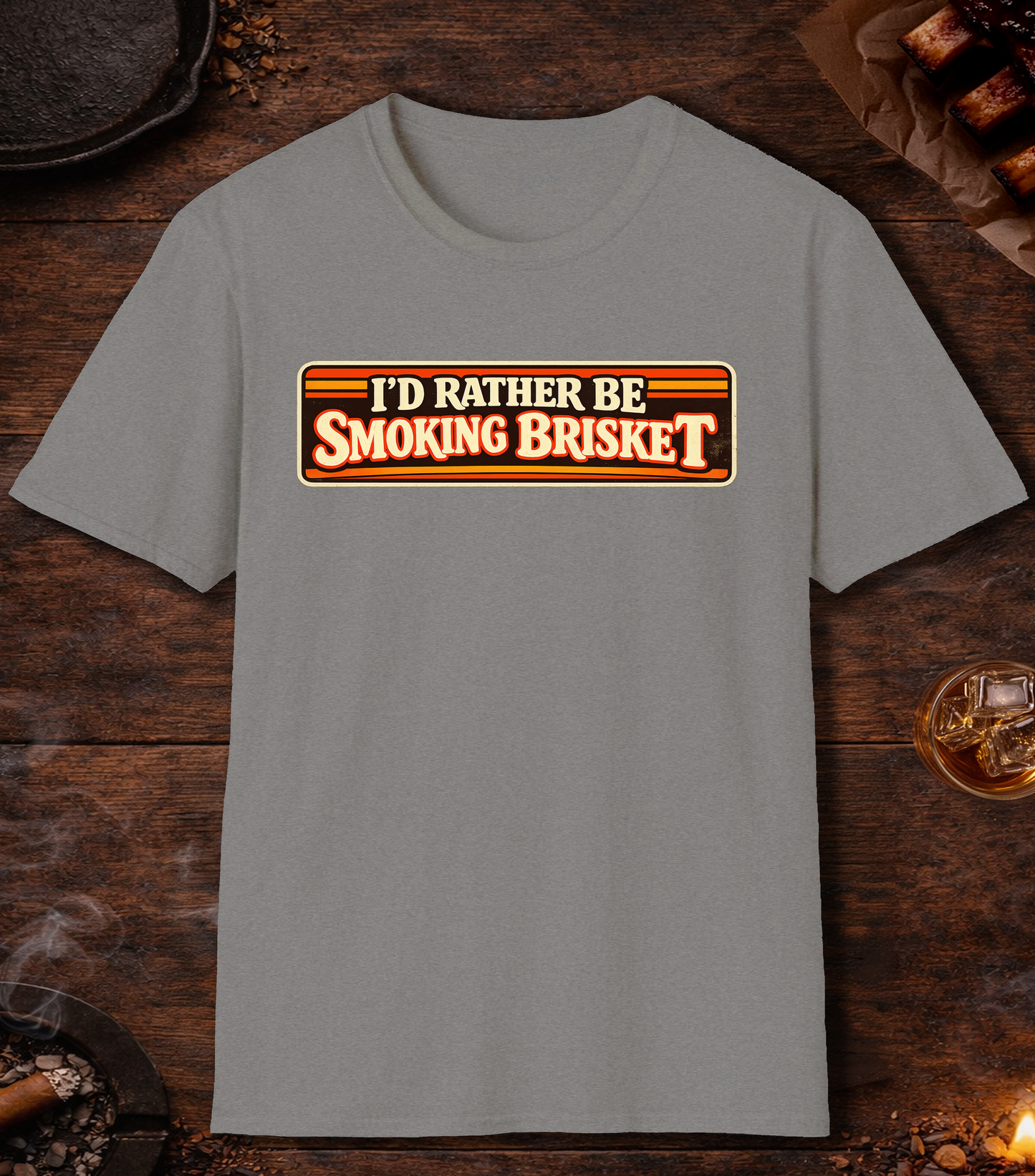 Rather Be Smoking Brisket T-Shirt - Sport Grey