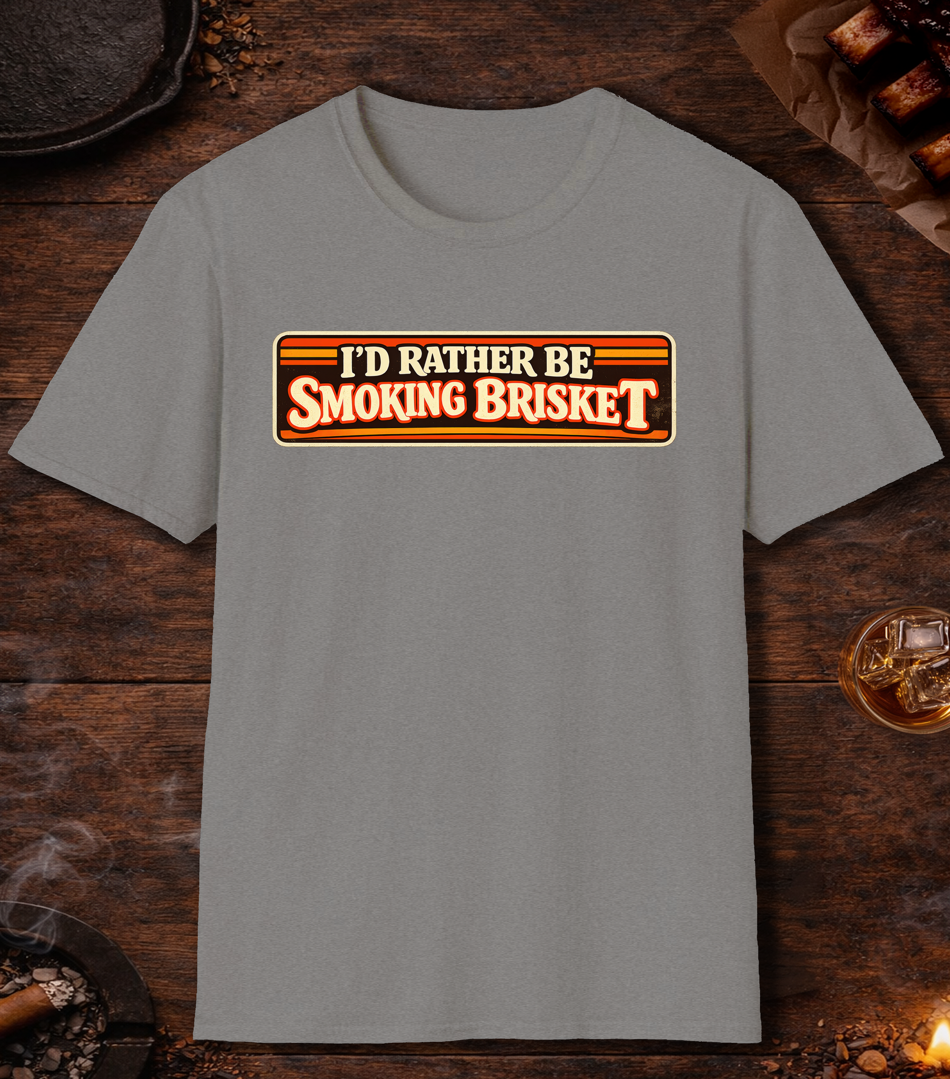 Rather Be Smoking Brisket T-Shirt - Sport Grey
