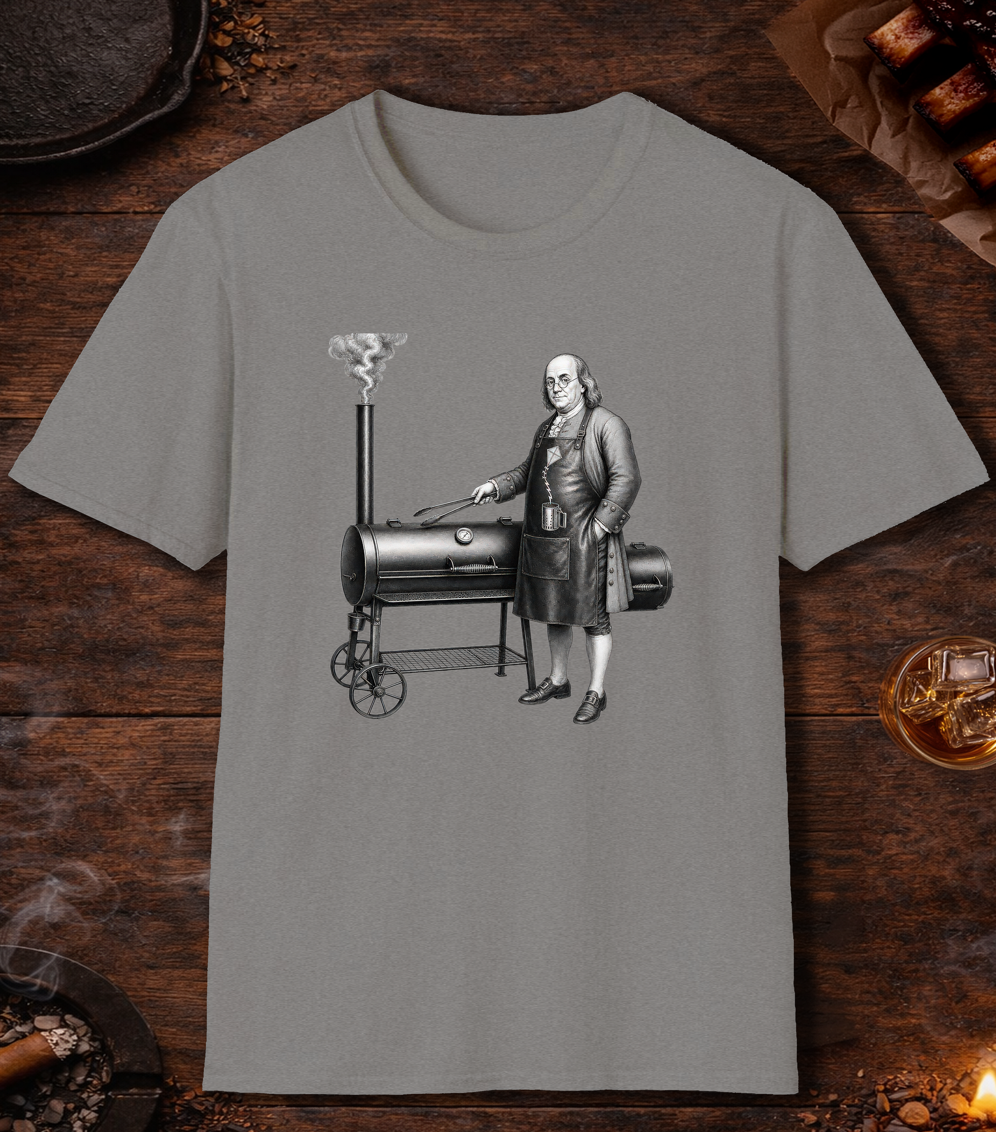 Ben Franklin Charcoal Chimney T-Shirt - Sport Grey
