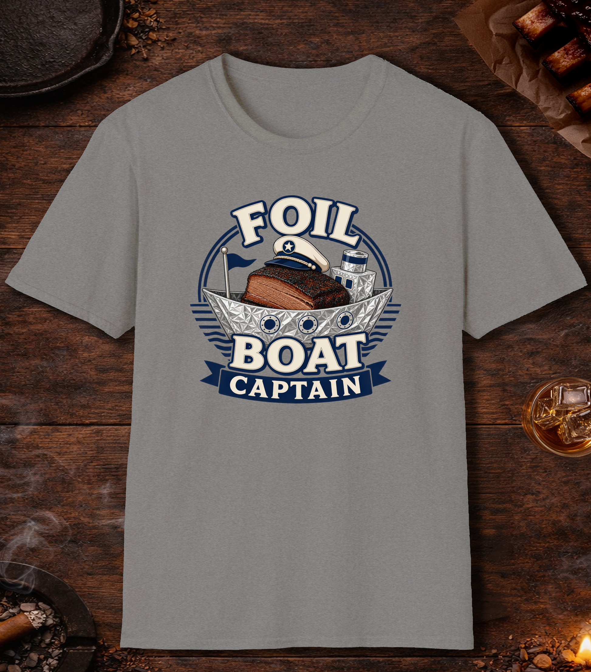 Foil Boat Captain T-Shirt - Sport Grey
