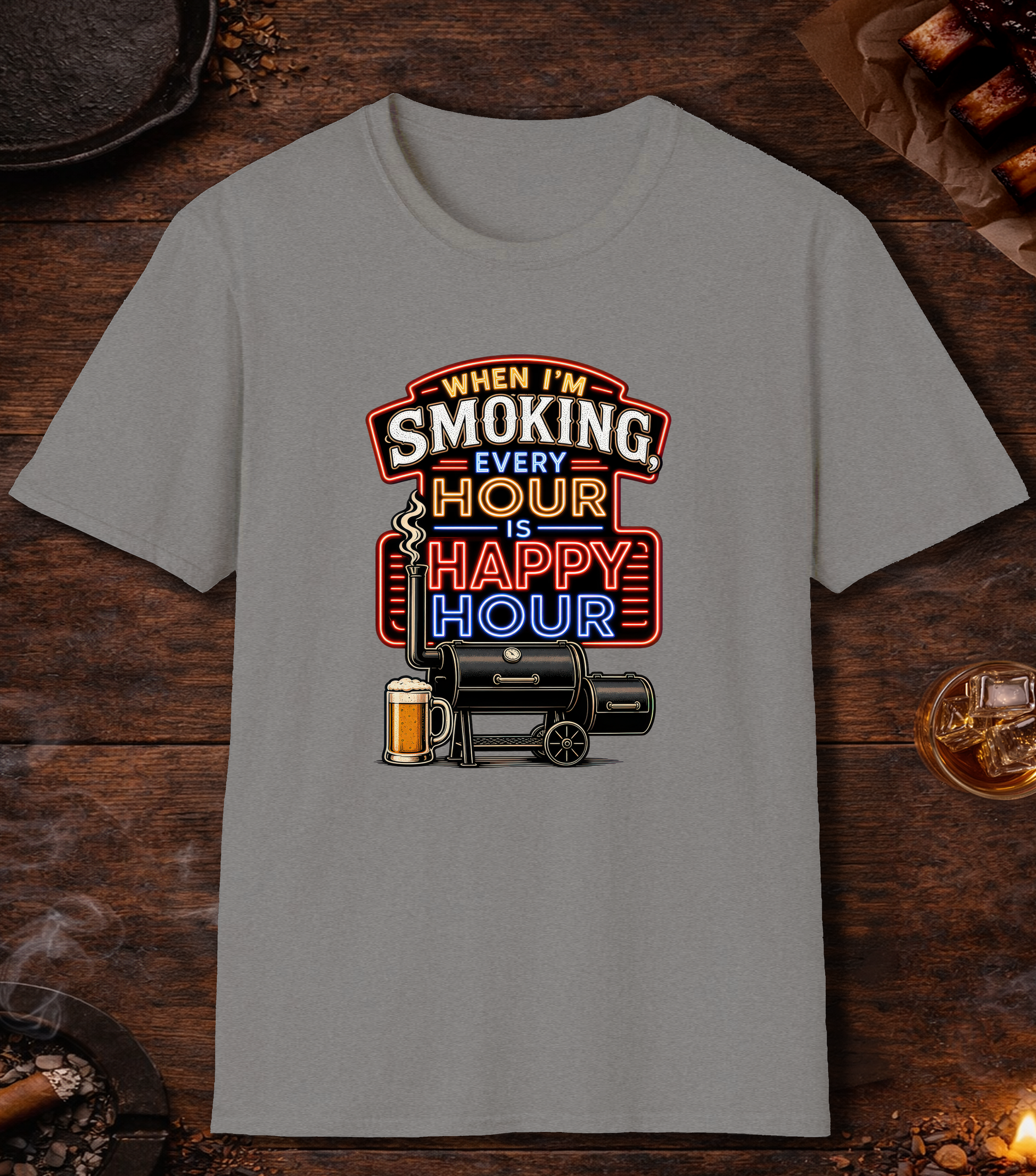 Smoking Happy Hour T-Shirt - Sport Grey
