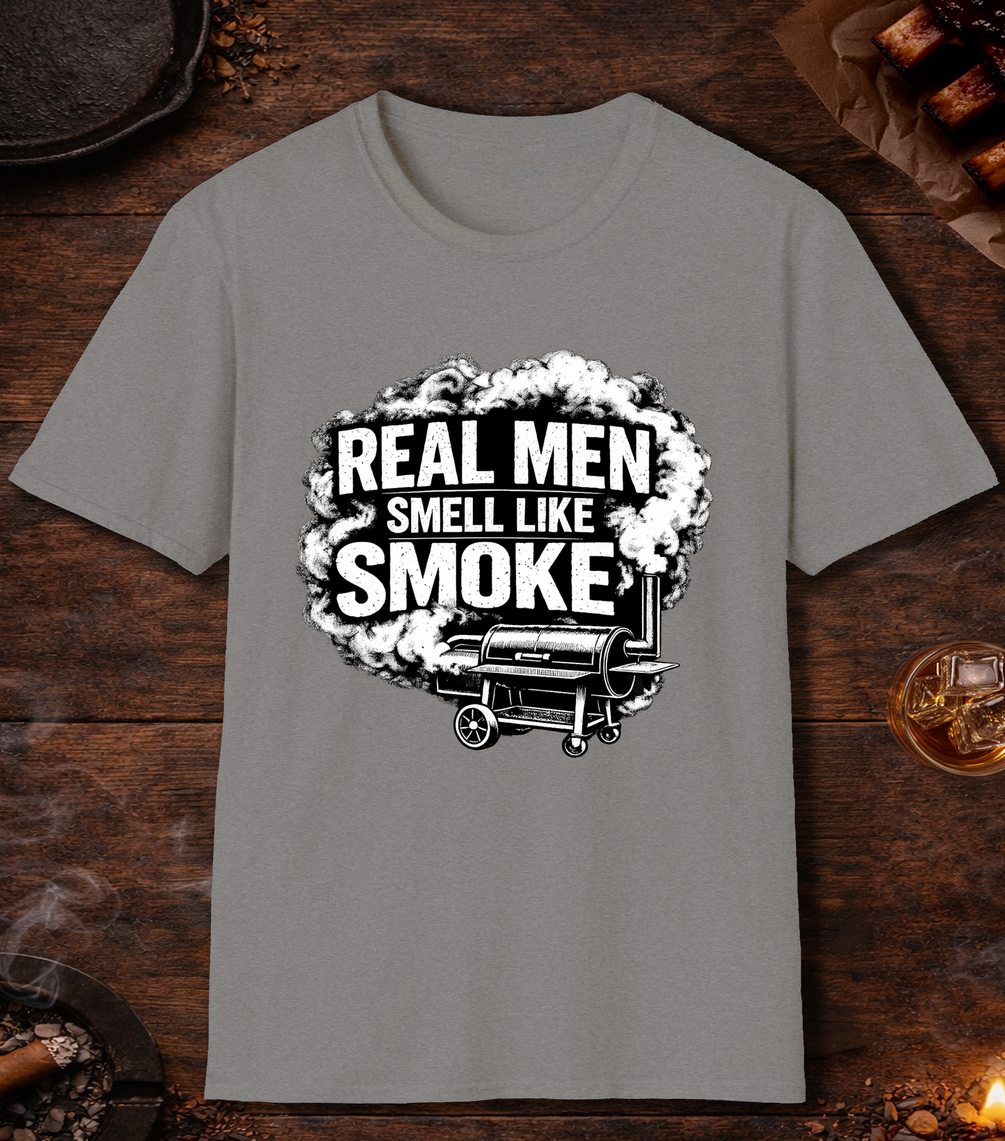 Real Men Smell Like Smoke T-Shirt - Sport Grey