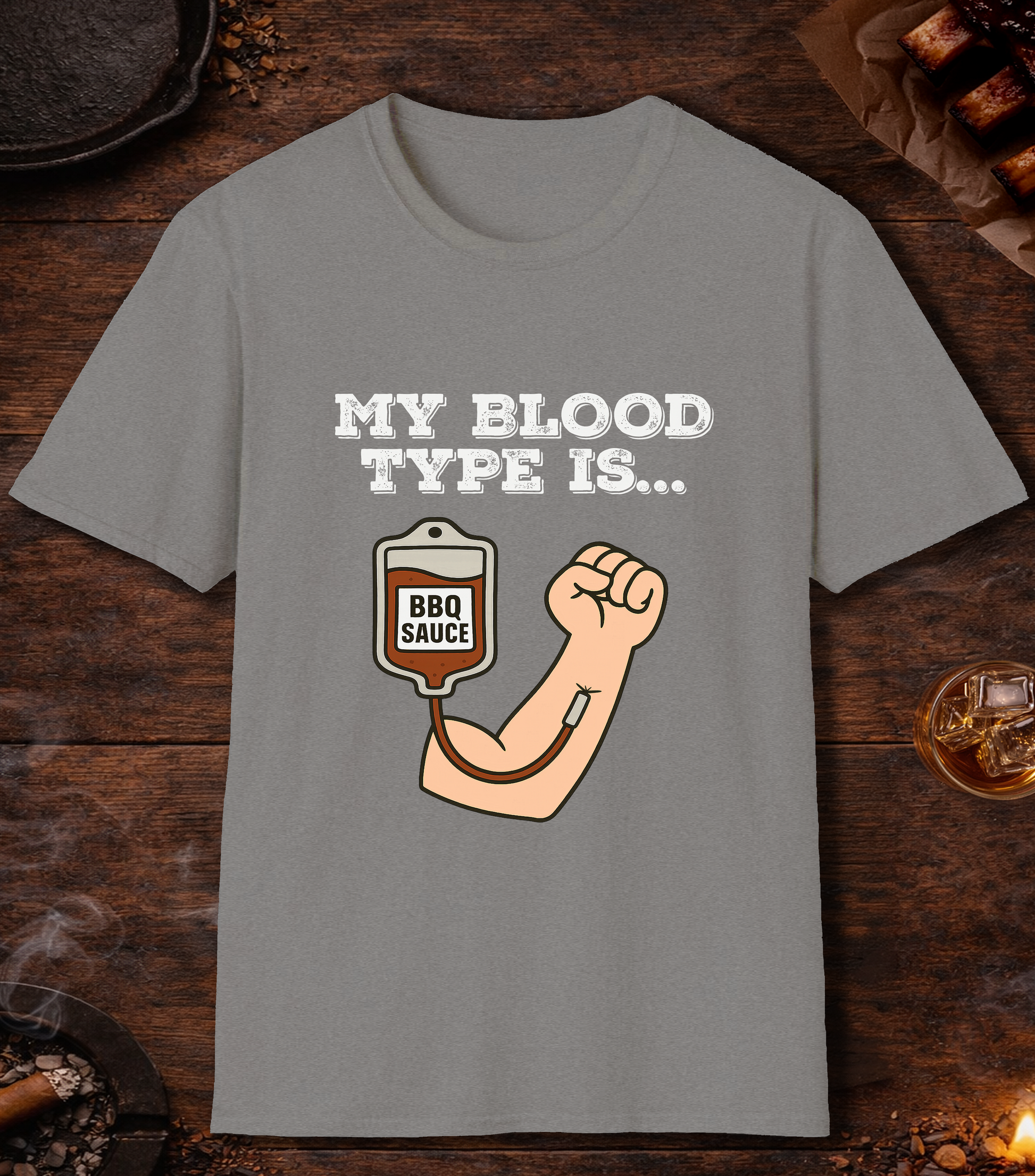 My Blood Type Is BBQ Sauce T-Shirt - Sport Grey