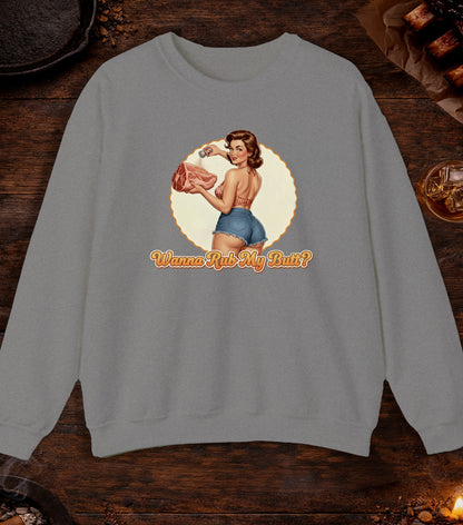 Wanna Rub My Butt Crewneck - Sport Grey