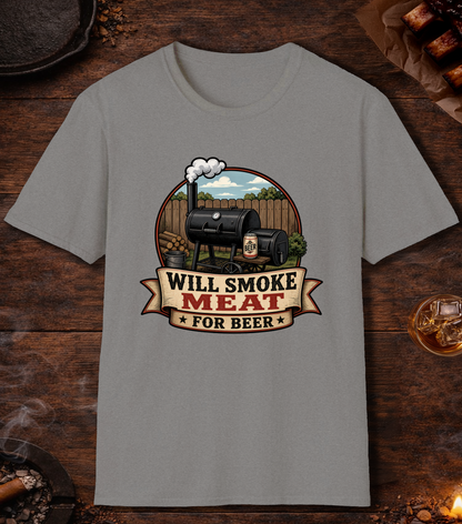 Will Smoke for Beer T-Shirt - Sport Grey