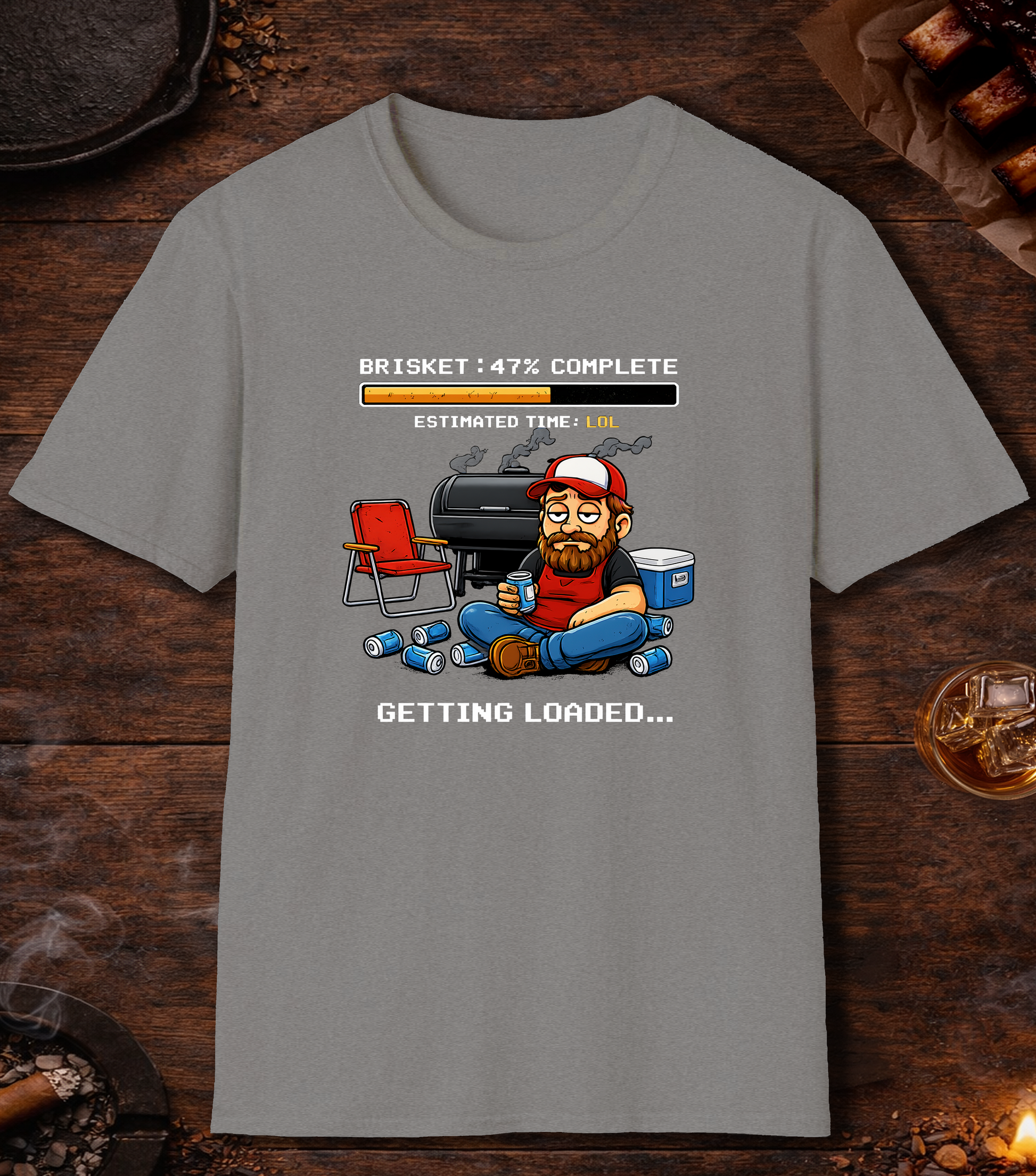 Brisket Getting Loaded T-Shirt - Sport Grey