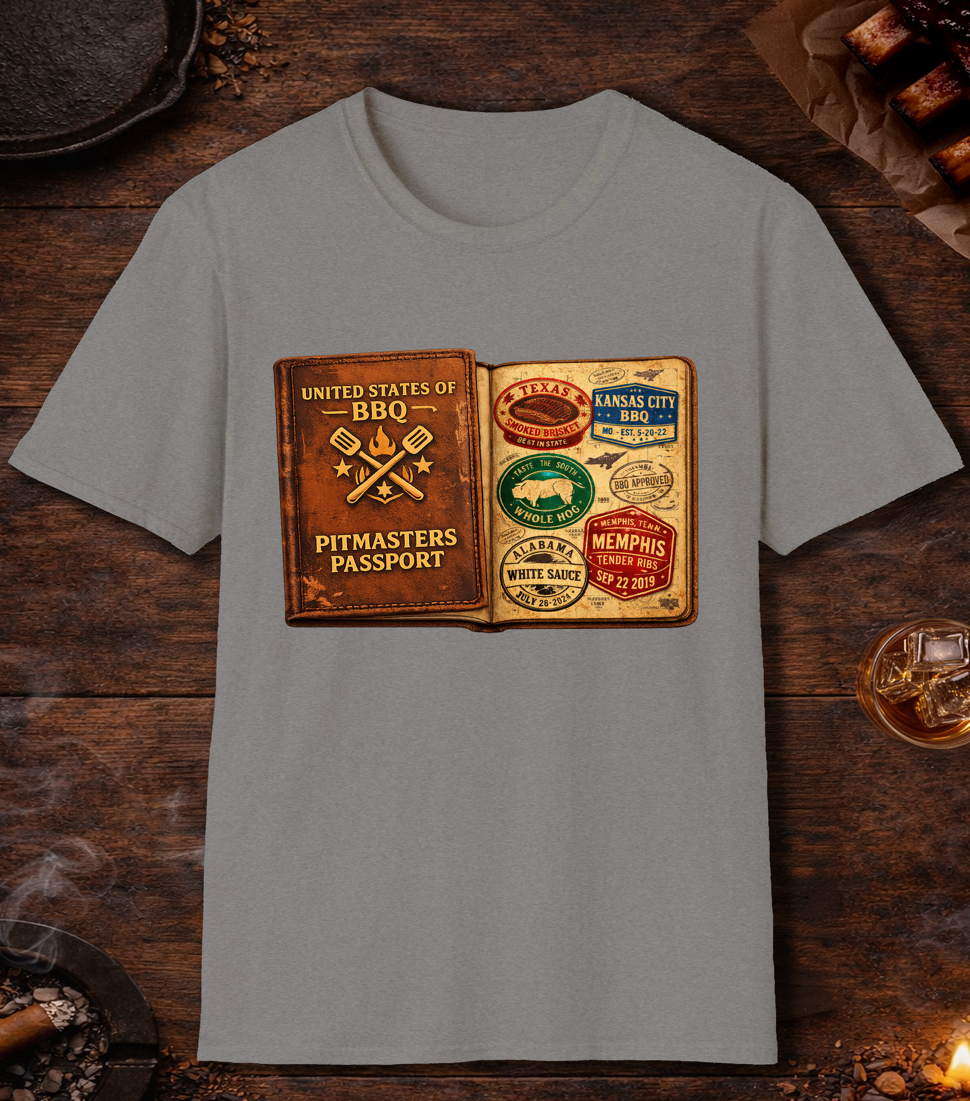 Pitmasters Passport T-Shirt - Sport Grey