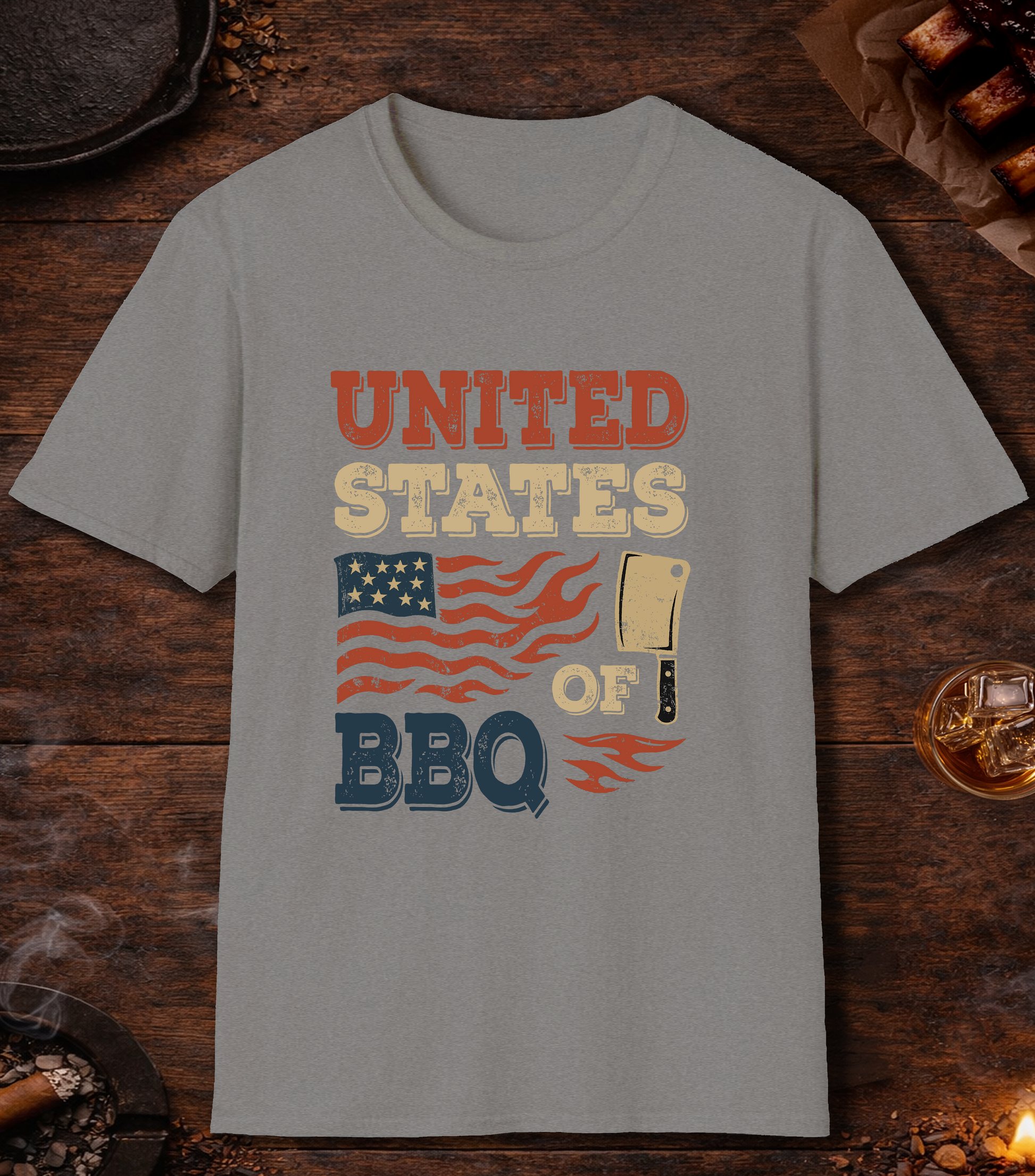 United States Of BBQ T-Shirt - Sport Grey