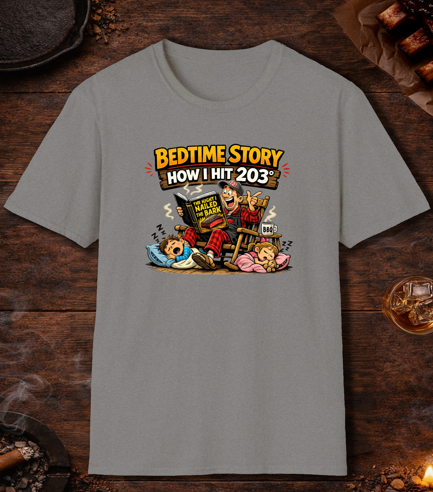 Brisket Bedtime Story T-Shirt - Sport Grey