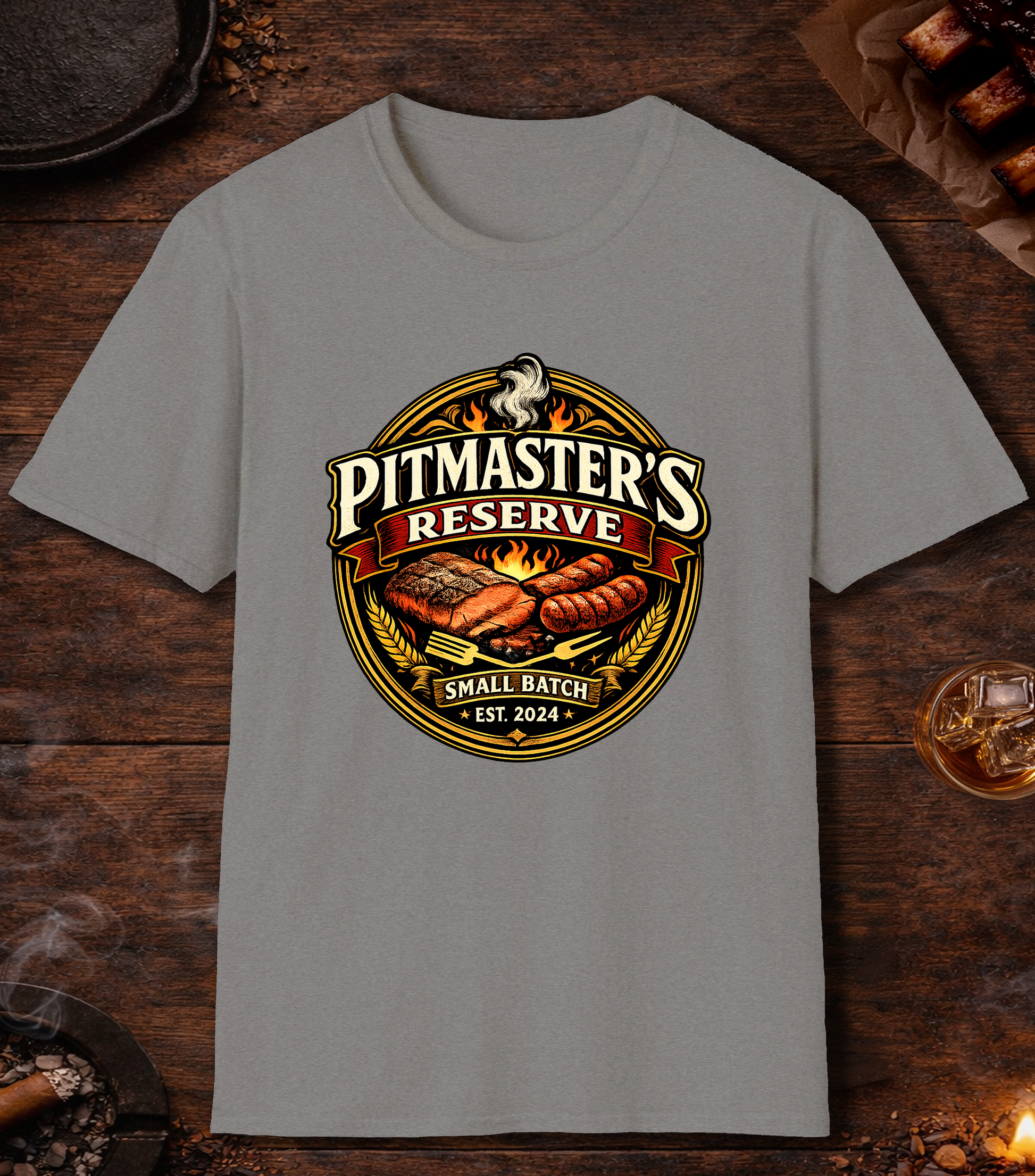 Pitmasters Reserve Beer Label T-Shirt - Sport Grey