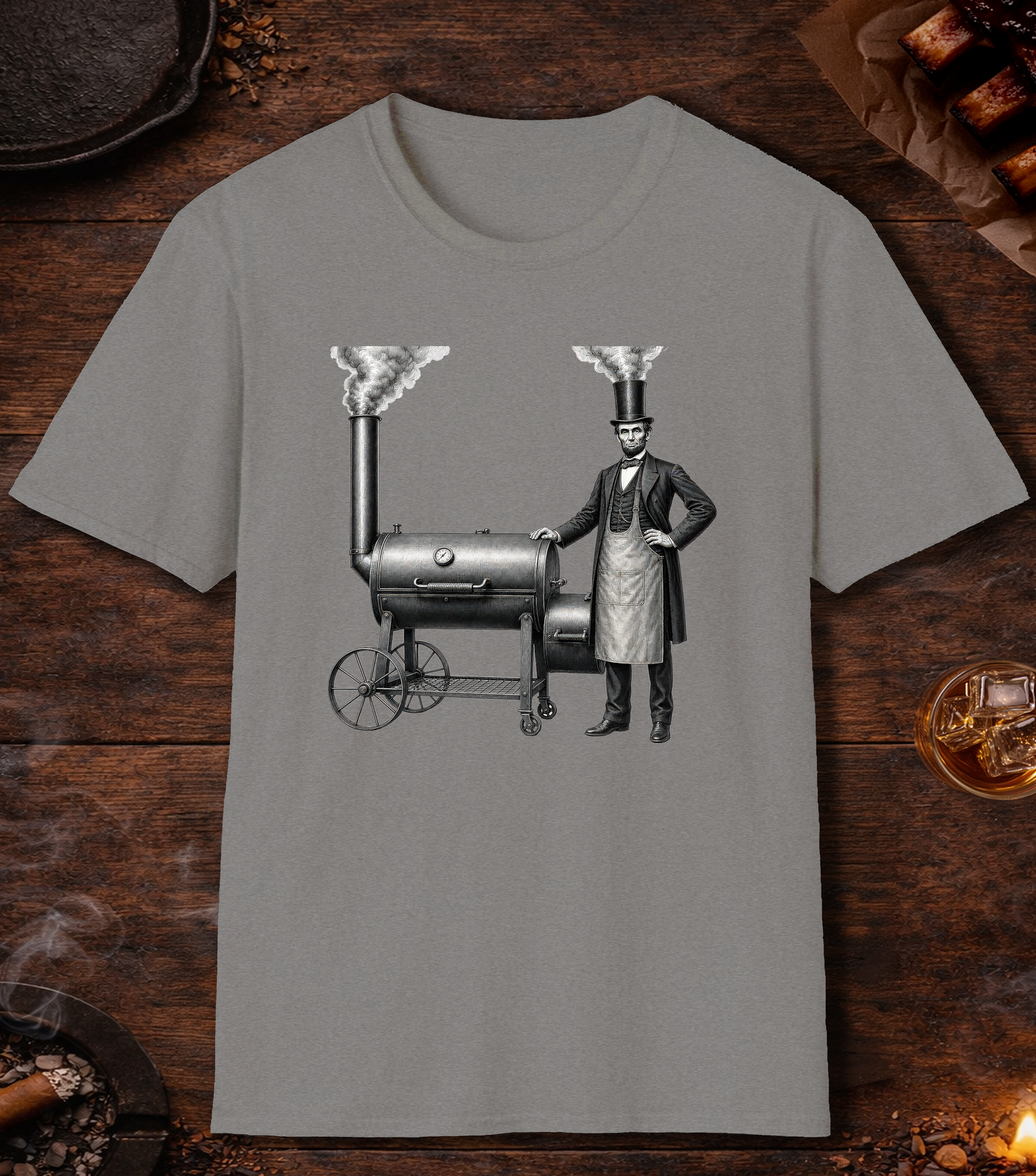 Abe Lincoln Stovetop T-Shirt - Sport Grey