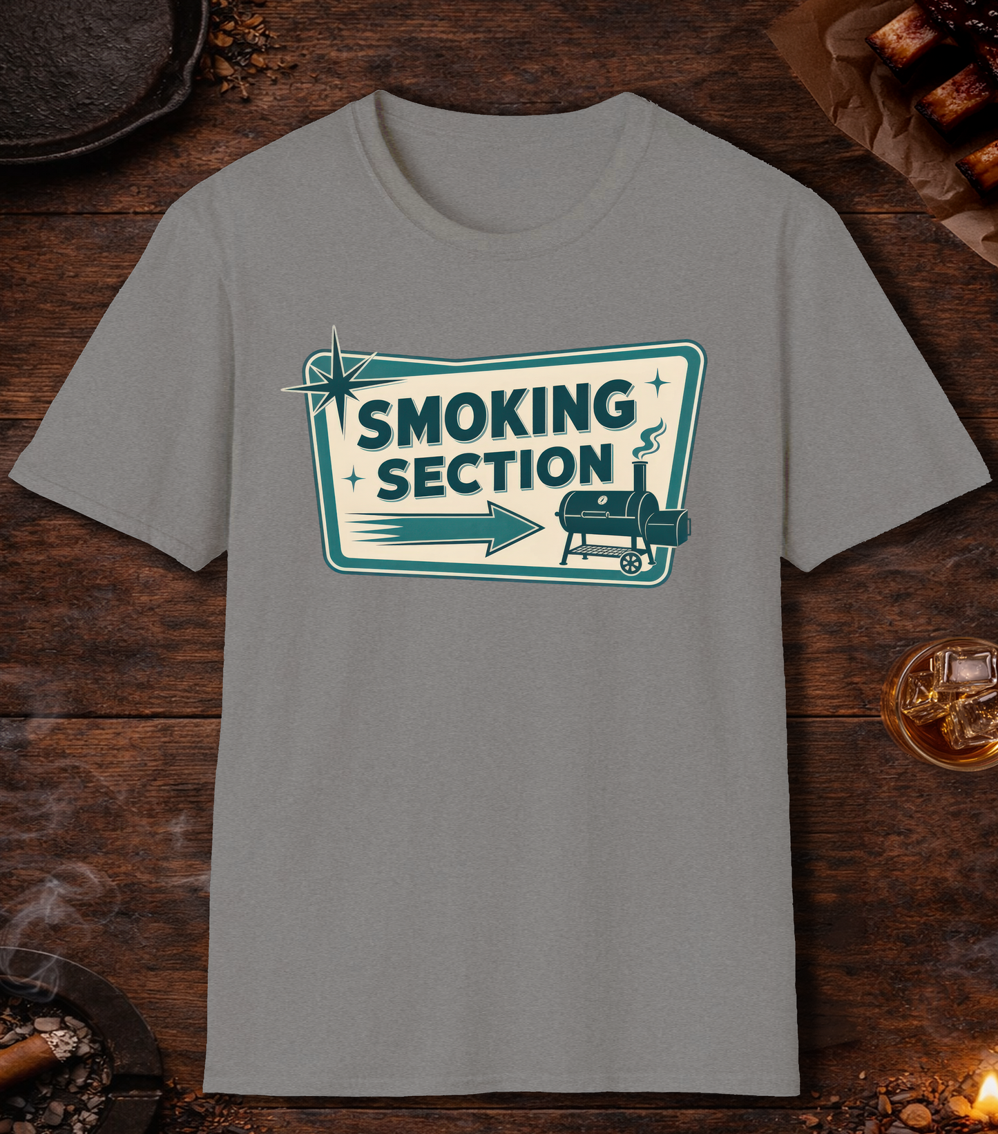 Smoking Section T-Shirt - Sport Grey