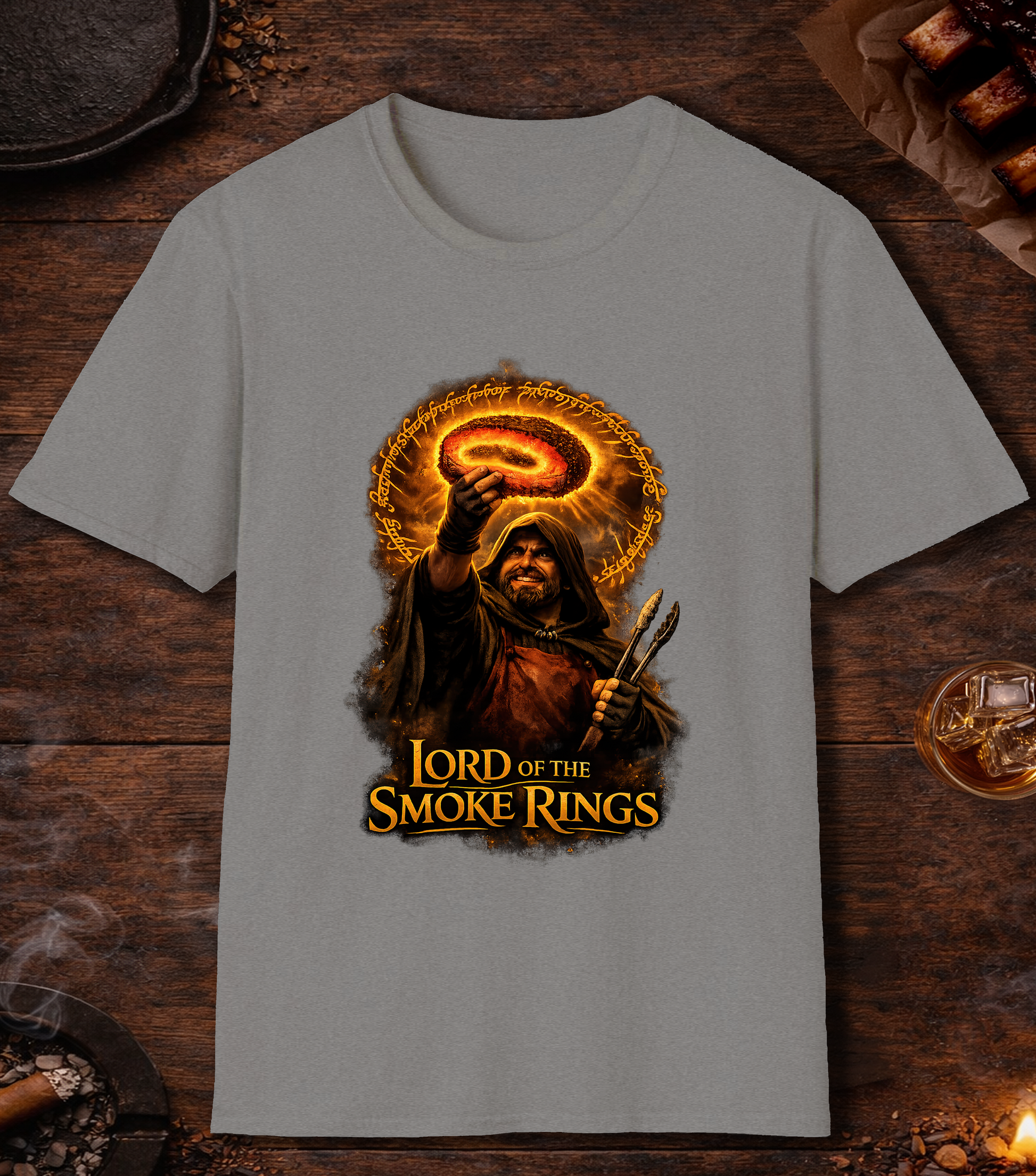 Lord Of The Smoke Rings Parody T-Shirt - Sport Grey