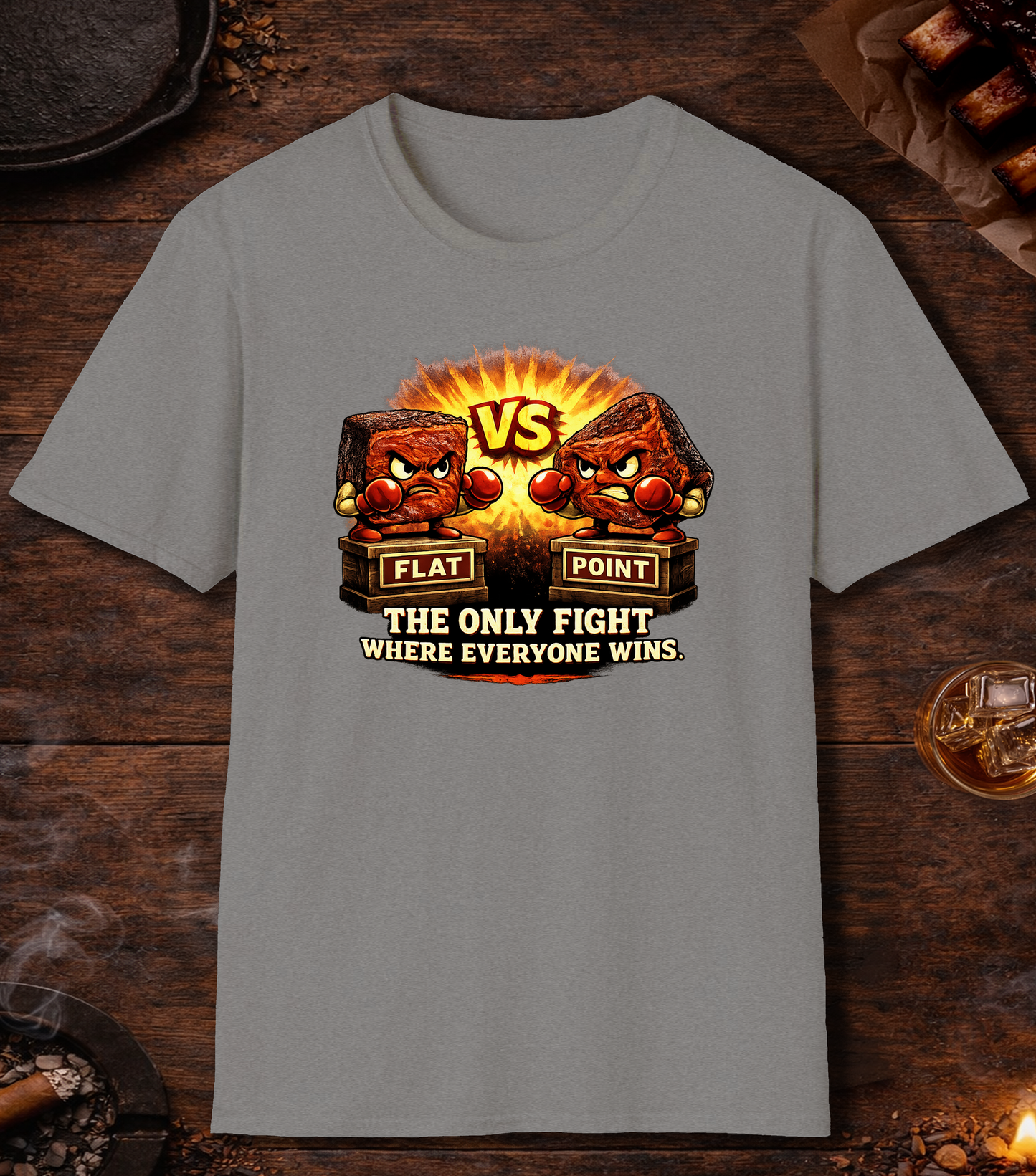 Flat Vs Point Fight T-Shirt - Sport Grey