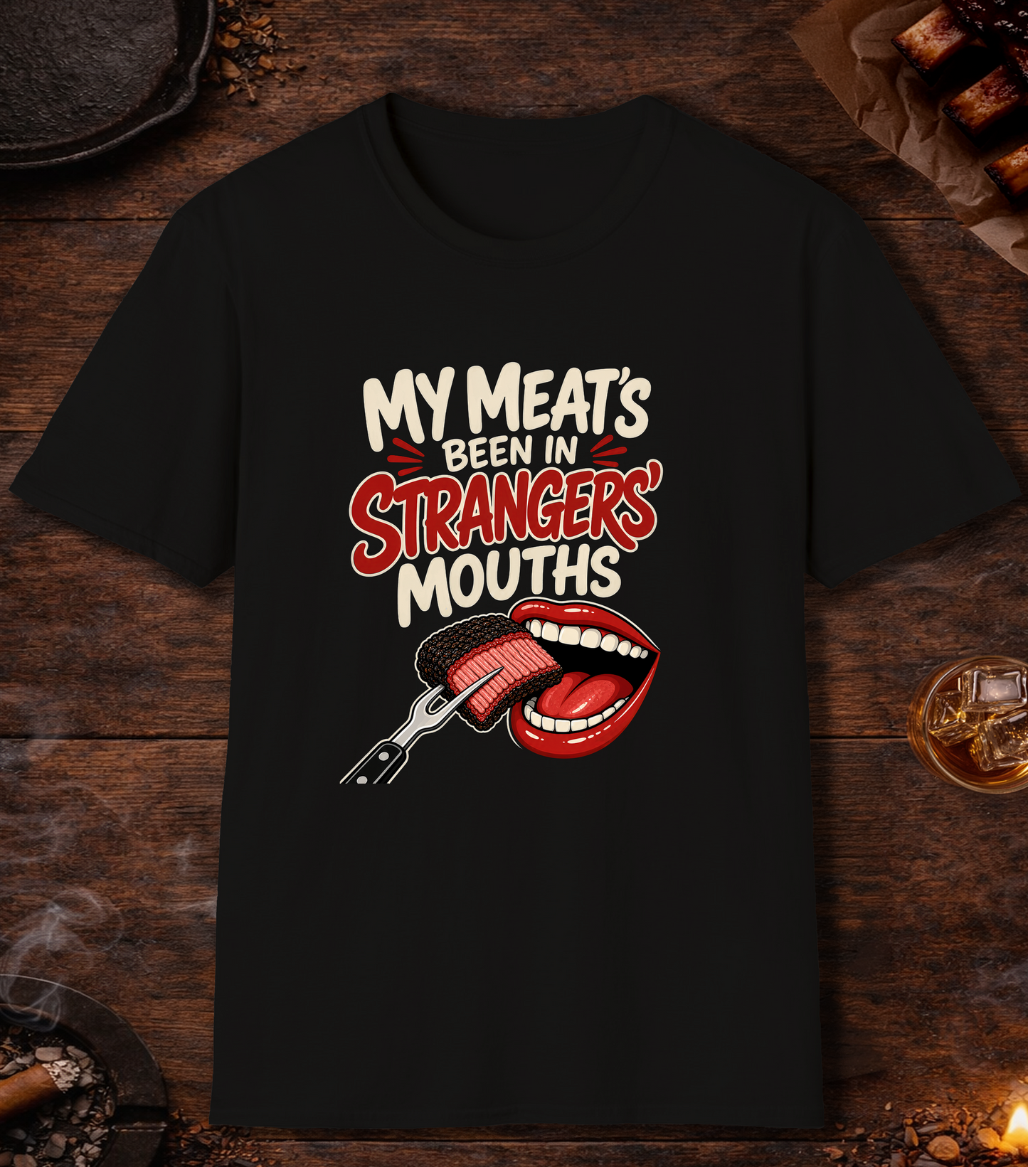 Meat in Strangers Mouths T-Shirt - Black