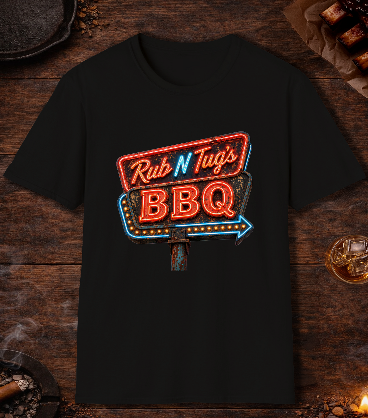 Rub N Tugs BBQ T-Shirt - Black