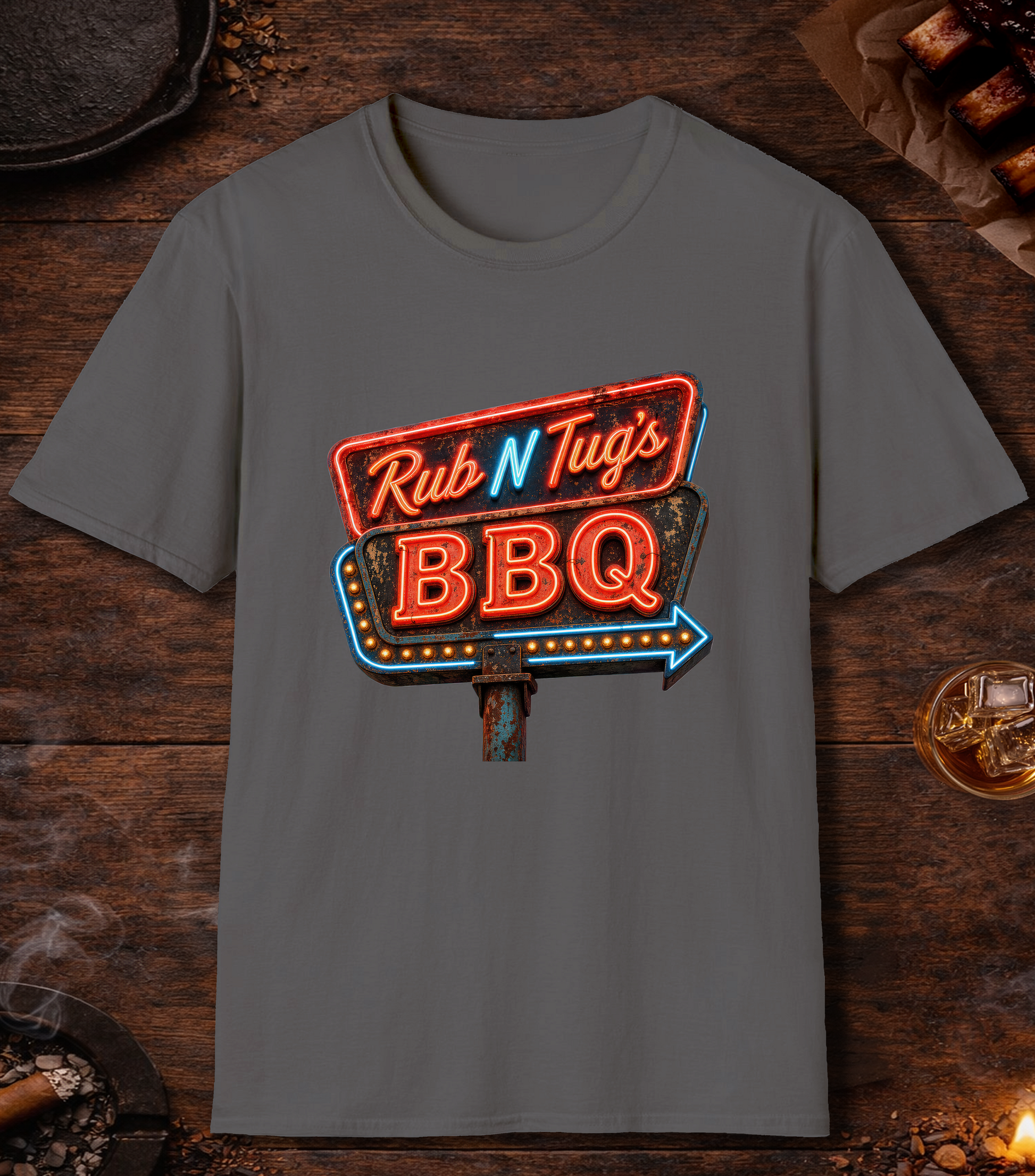 Rub N Tugs BBQ T-Shirt - Charcoal