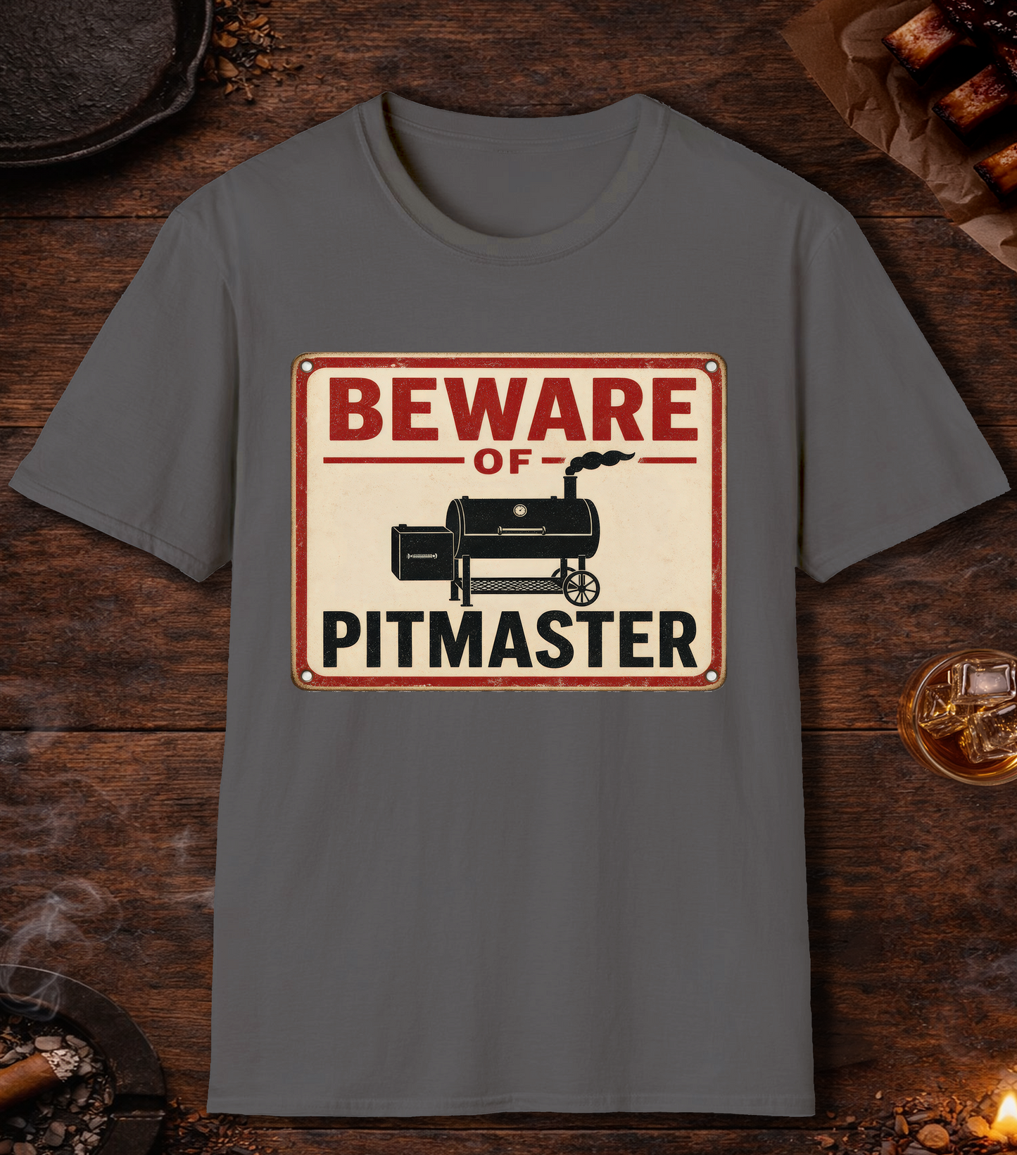 Beware of Pitmaster T-Shirt - Charcoal