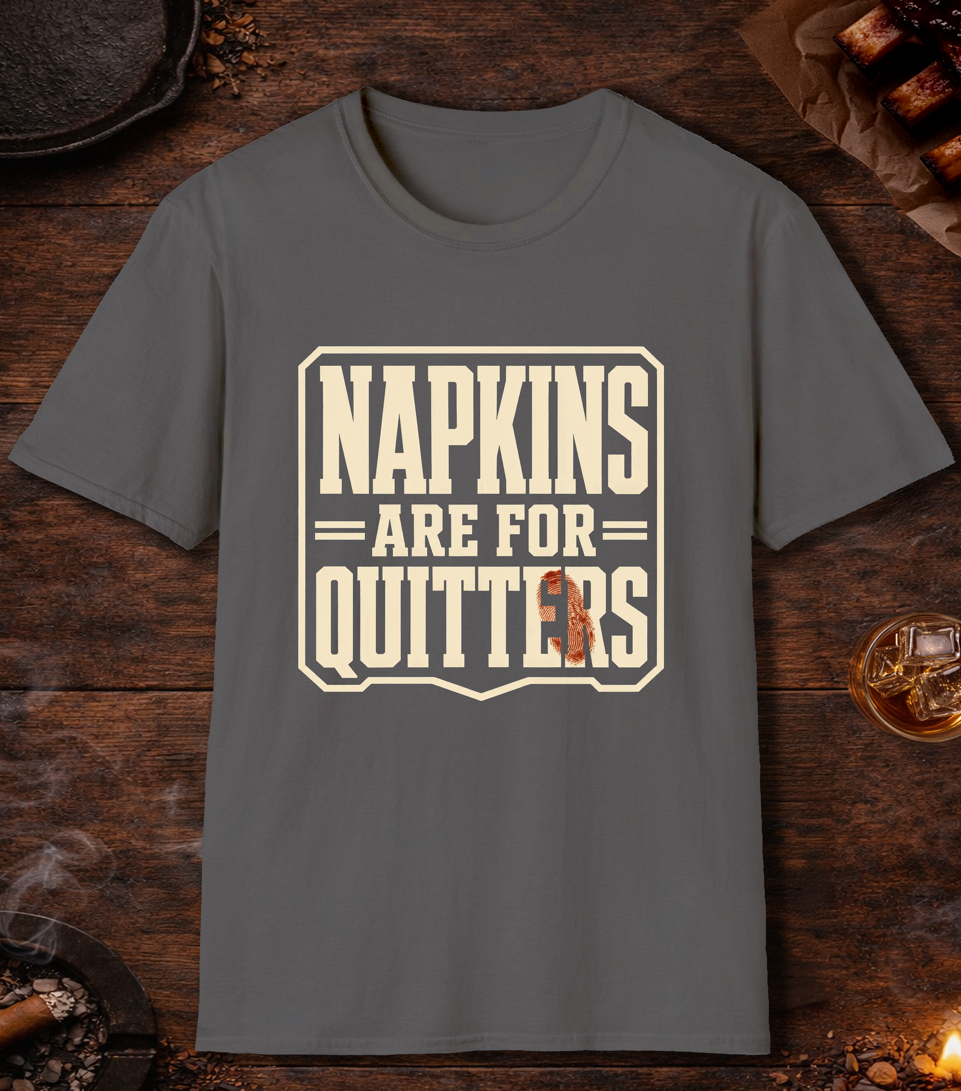 Napkins for Quitters T-Shirt - Charcoal