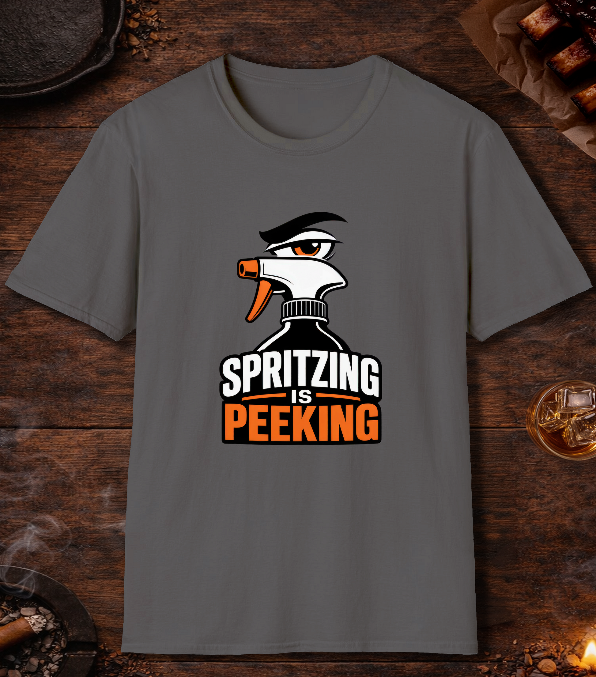 Spritzing Is Peeking T-Shirt - Charcoal