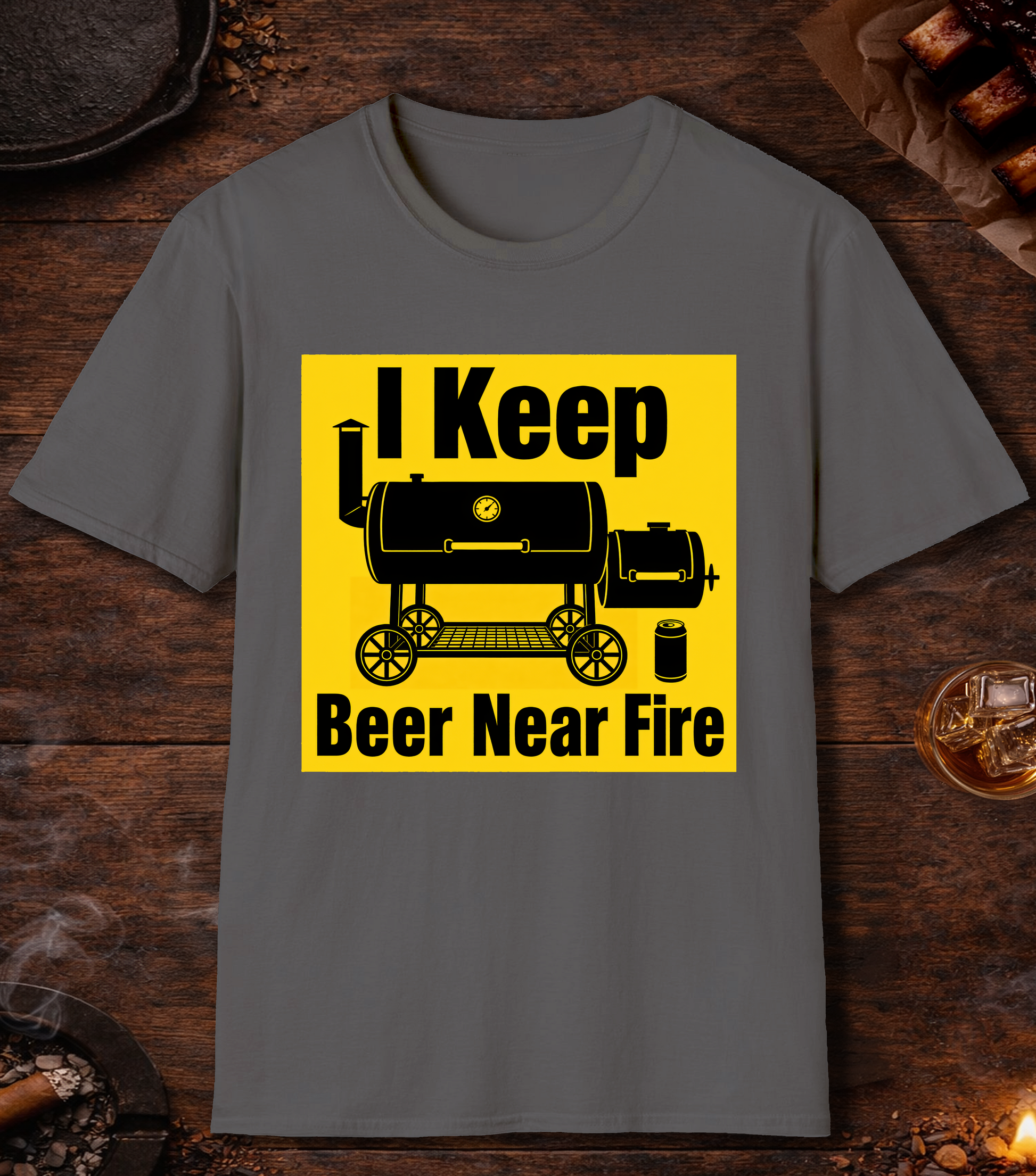 I Keep Beer Near Fire - Charcoal