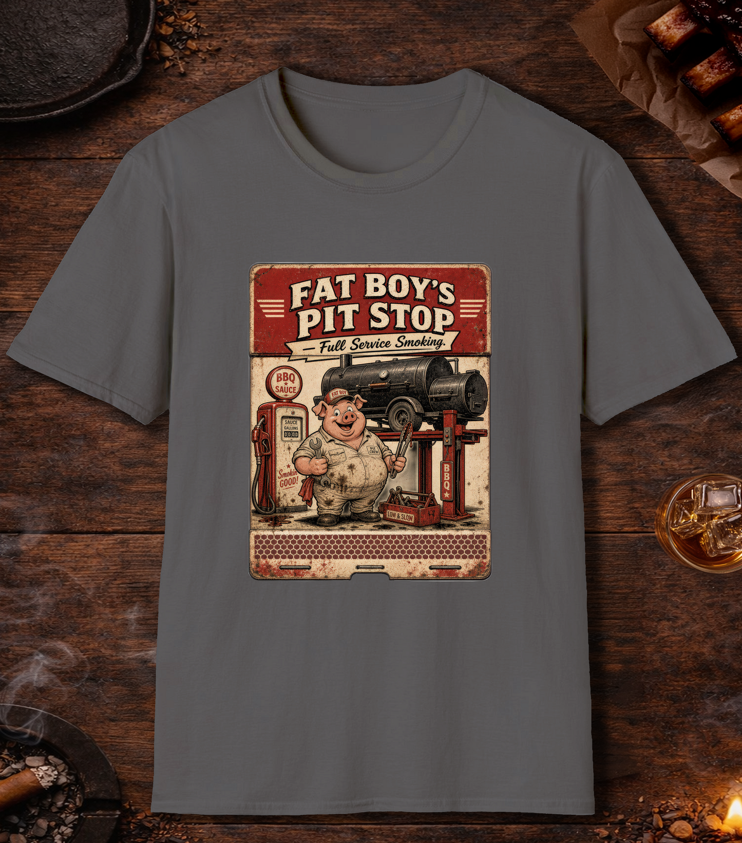 Fat Boy's Matchbook T-Shirt - Charcoal